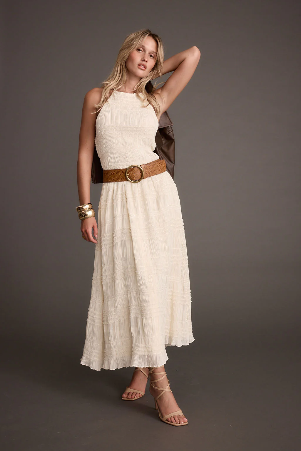 Abbott Light Brown Floral Embossed Belt - Image 2