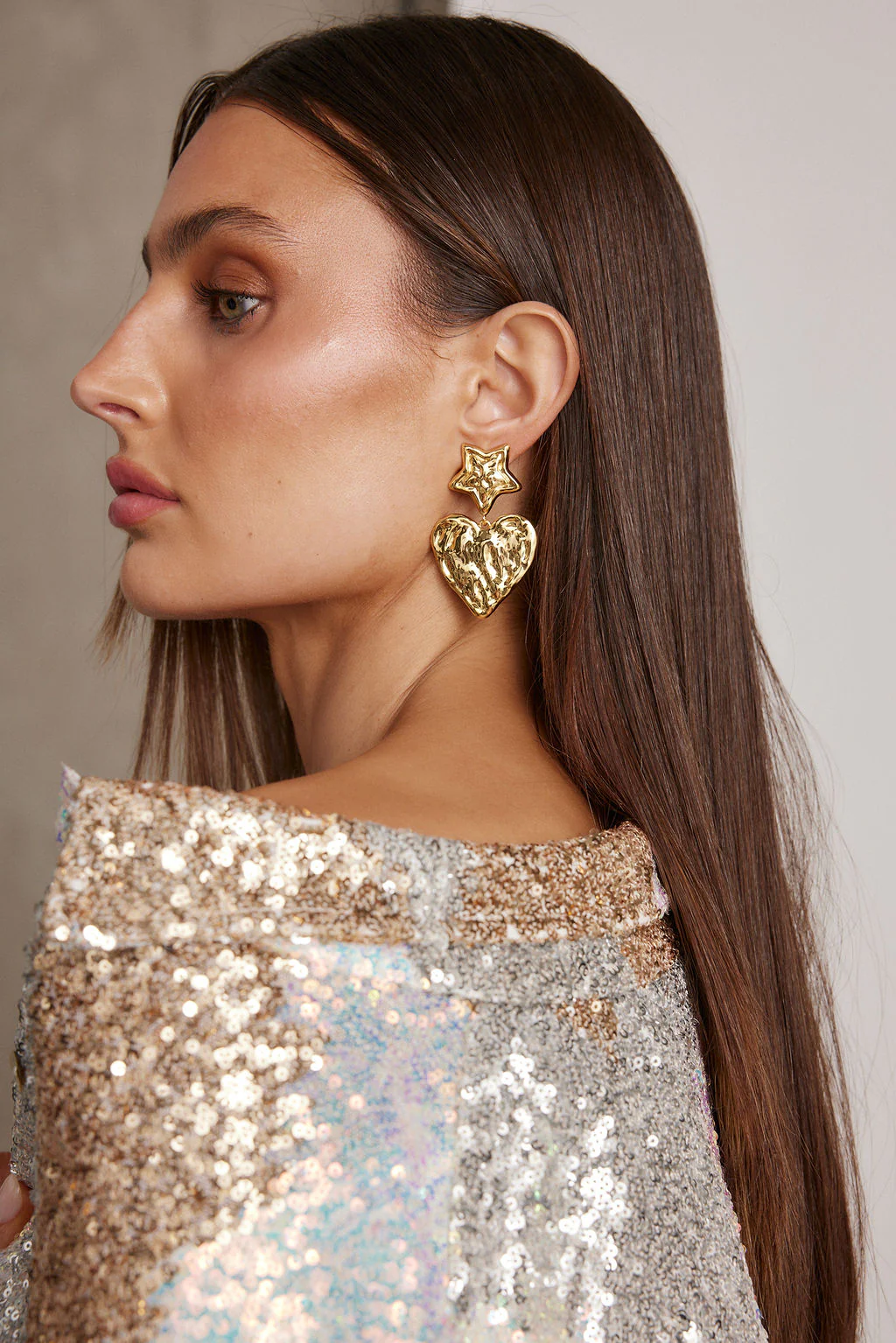 Aiko Gold Heart Earrings - Image 2