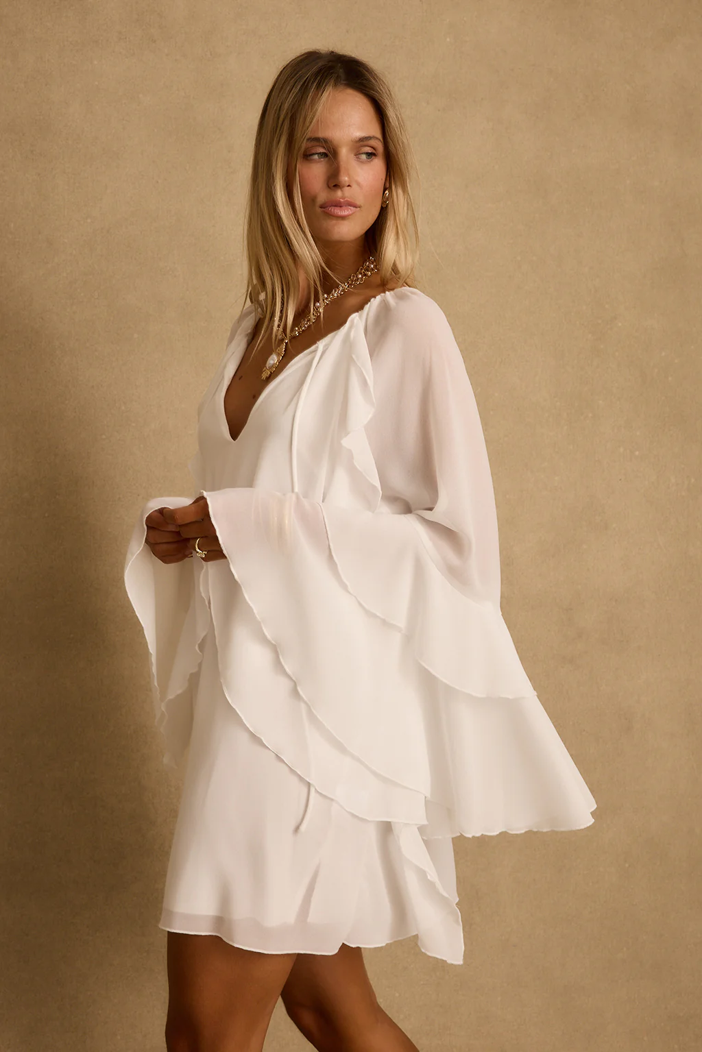 Alice White Chiffon Mini Dress - Image 3