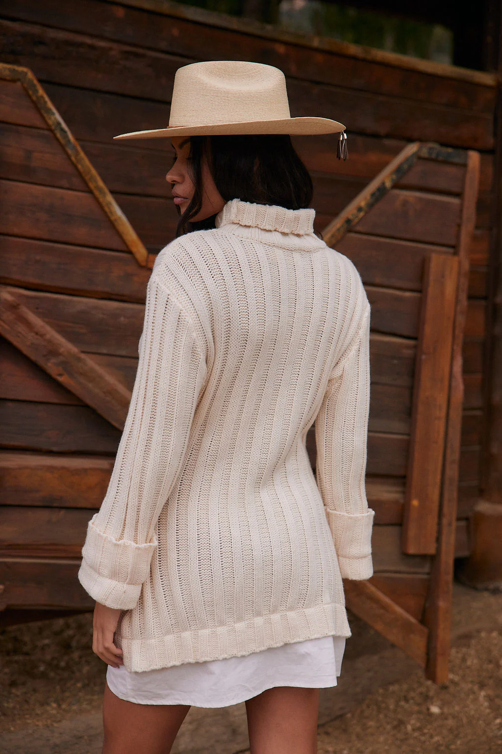 Allison White Long Sleeve Knit Mini Dress - Image 2