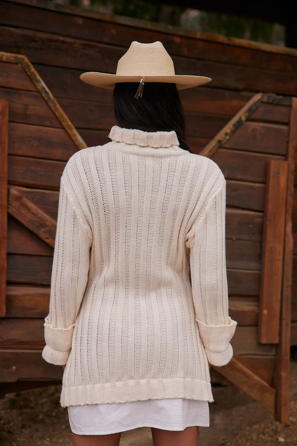 Allison White Long Sleeve Knit Mini Dress - Image 7
