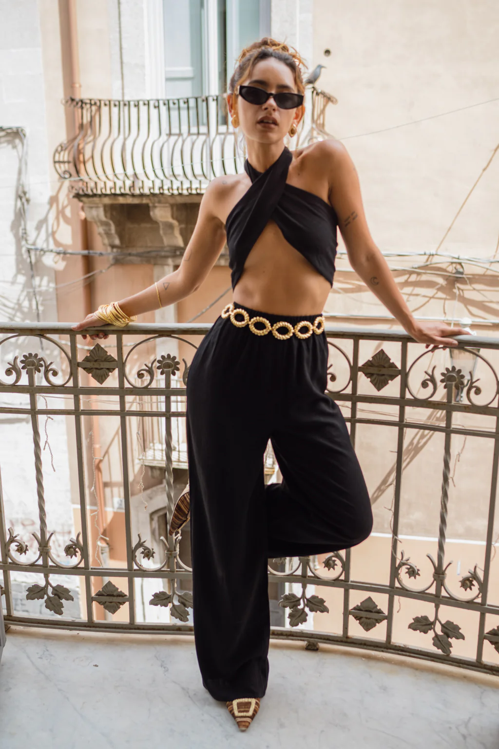 Amalfi Black Linen Halter Top - Image 8