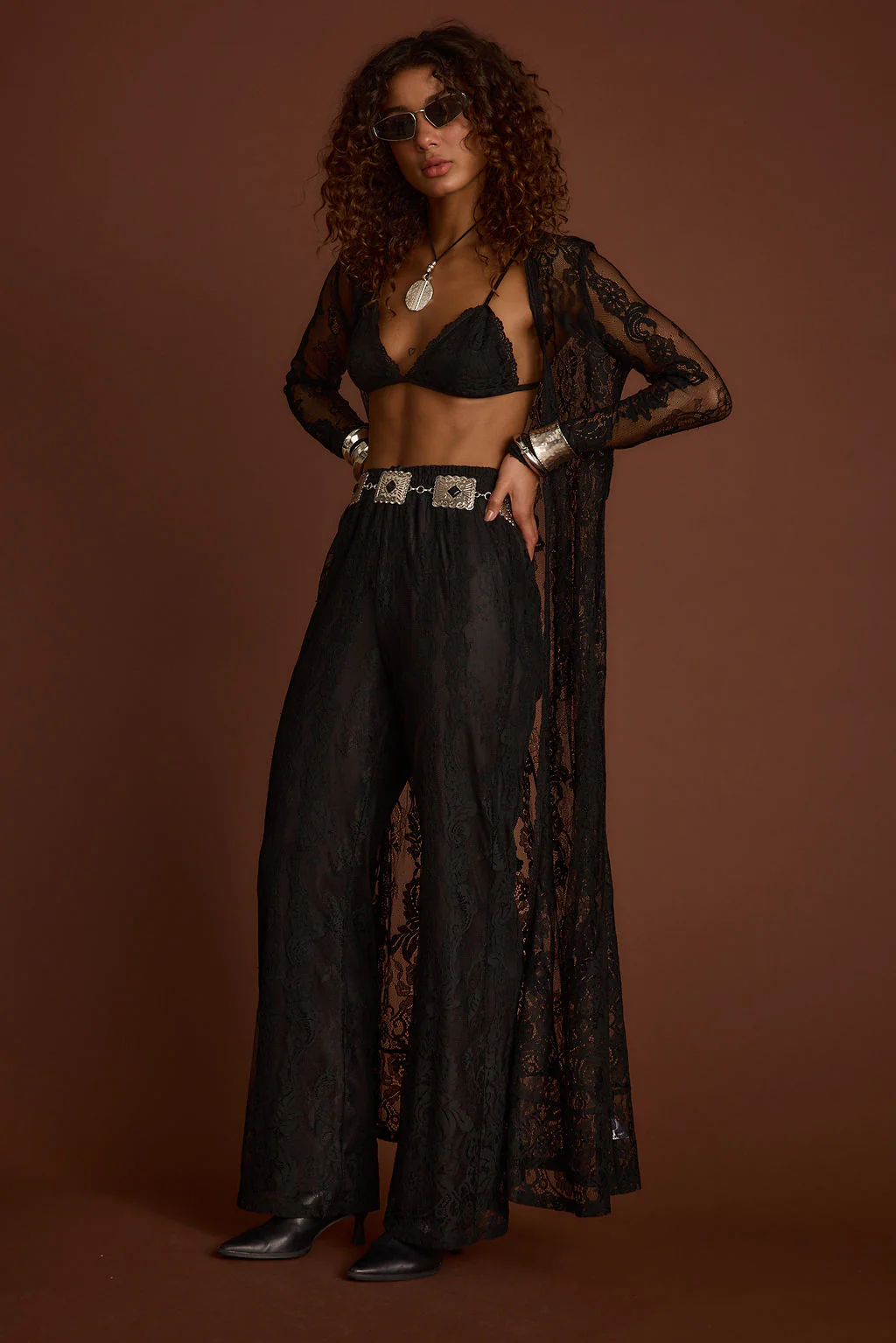 Ambrose Black Lace Kimono