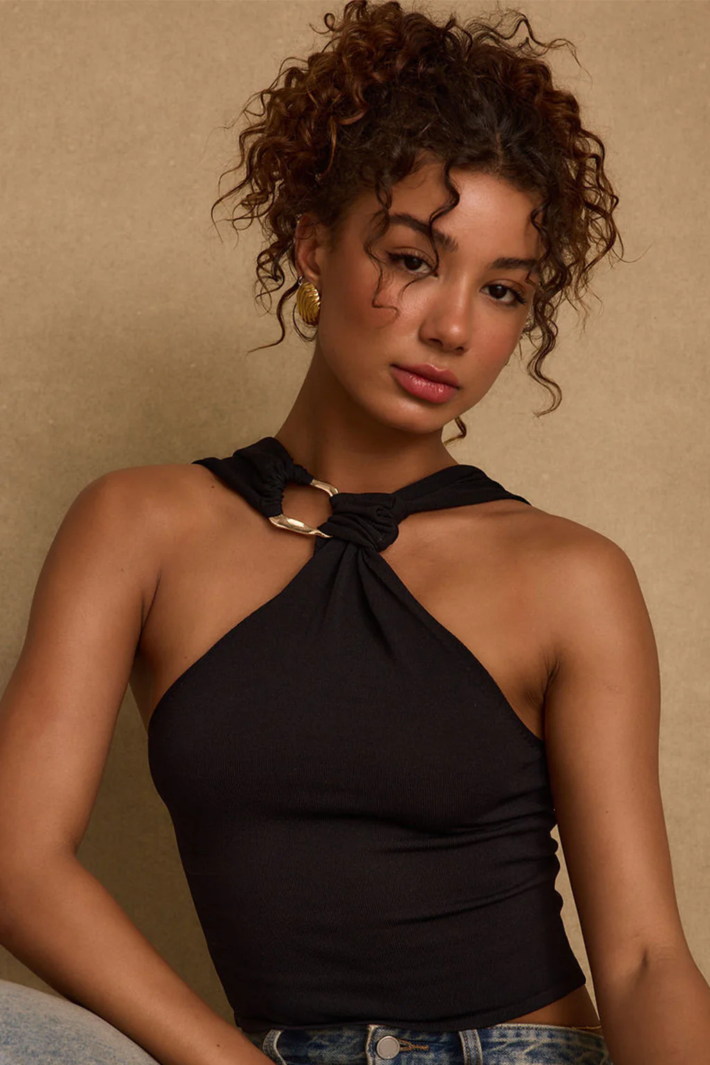 Azula Black Embellished Halter Top - Image 9