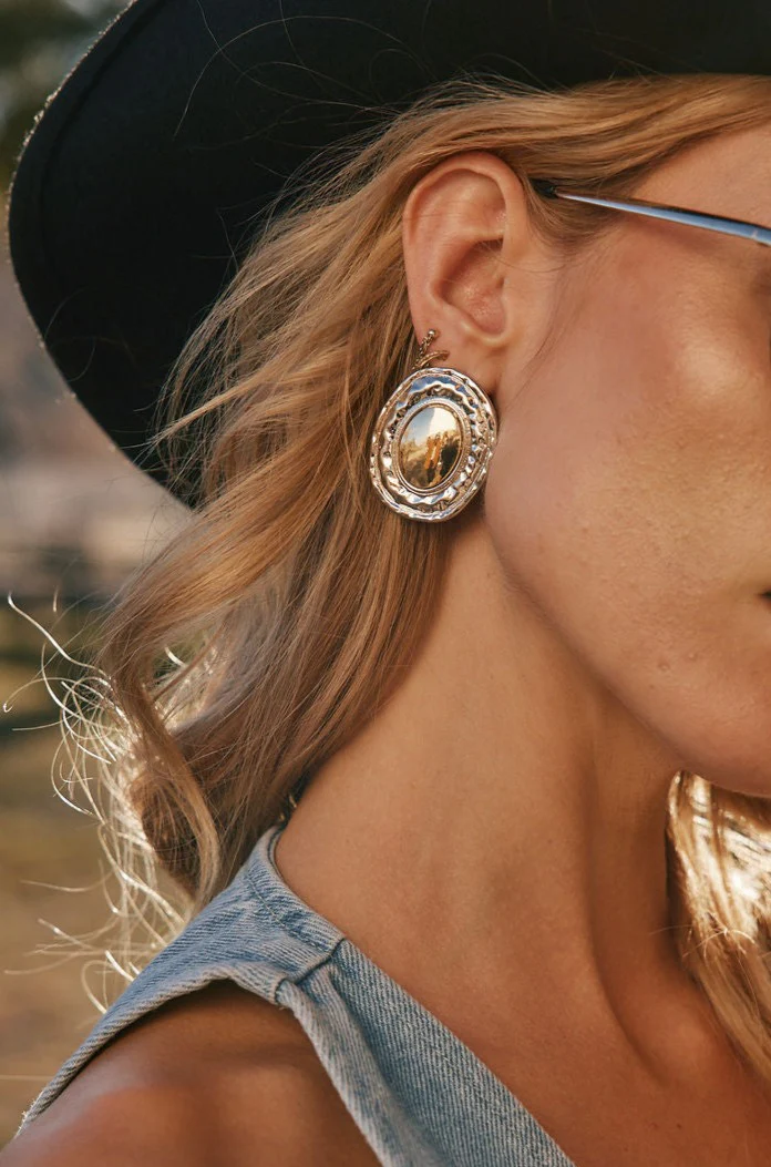 Bailey Gold and Silver Statement Earrings - Image 2