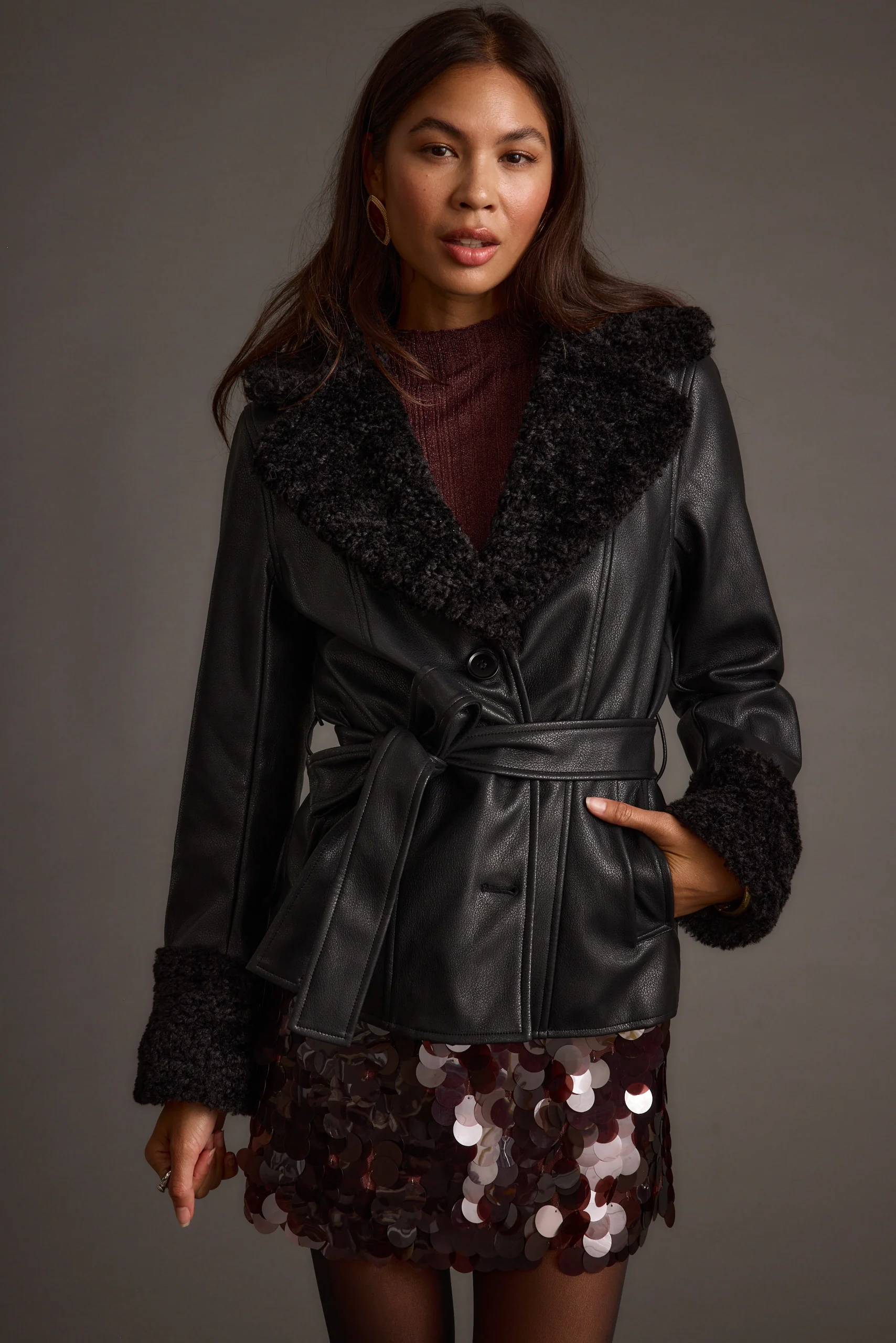 Banks Black Belted Coat - Image 8