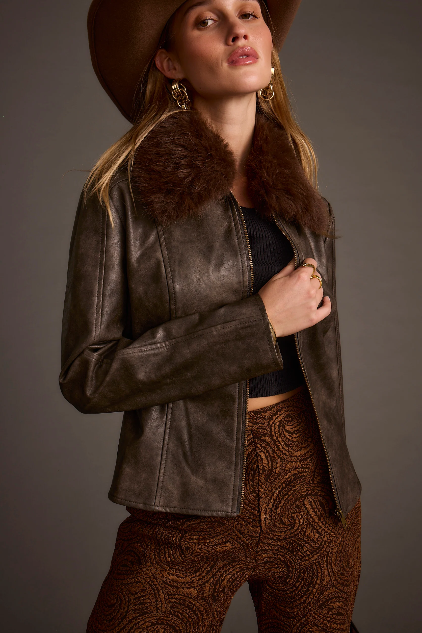 Beckett Espresso Vegan Leather Jacket - Image 9