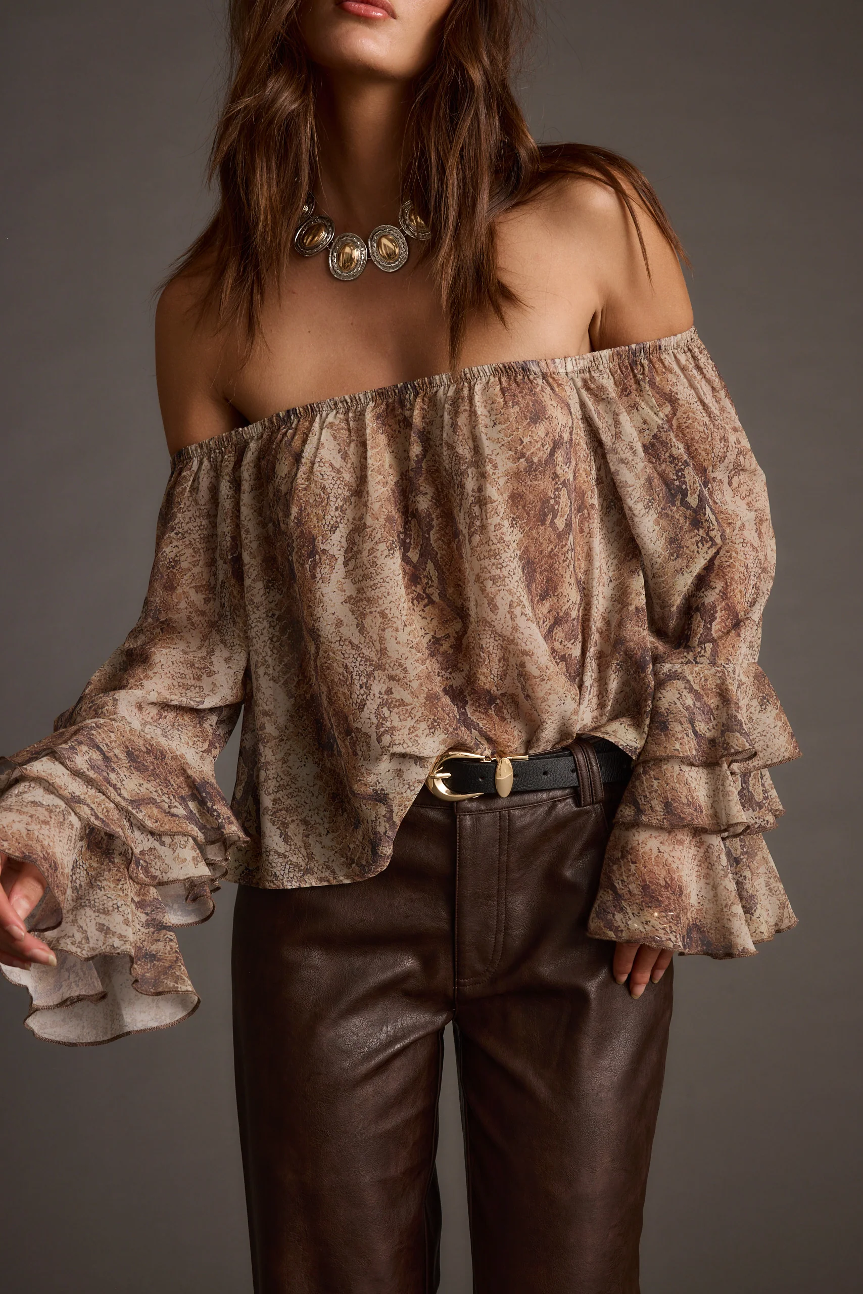 Brinley Snake Off Shoulder Blouse - Image 7