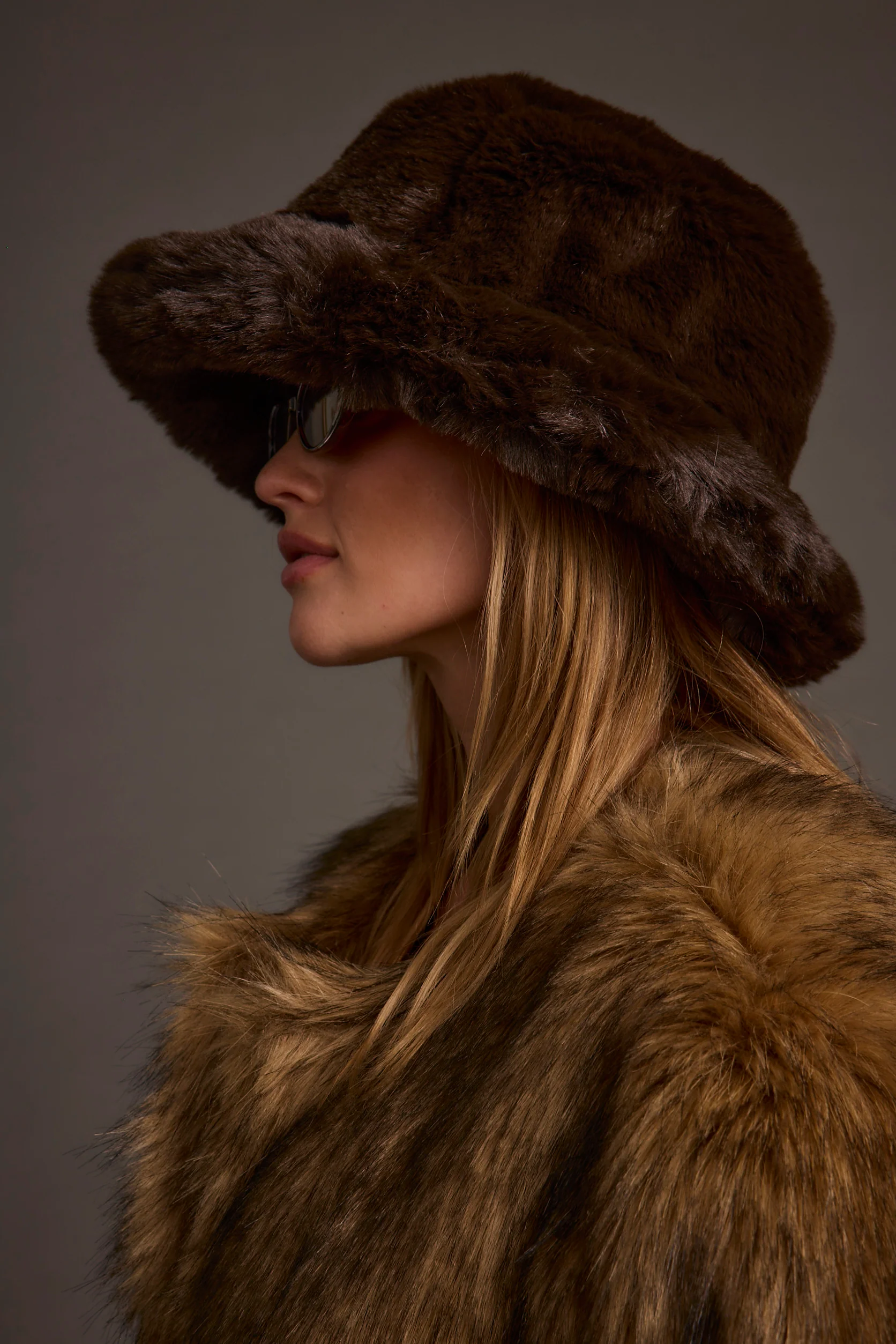 Bucket Down Espresso Faux Fur Hat - Image 7