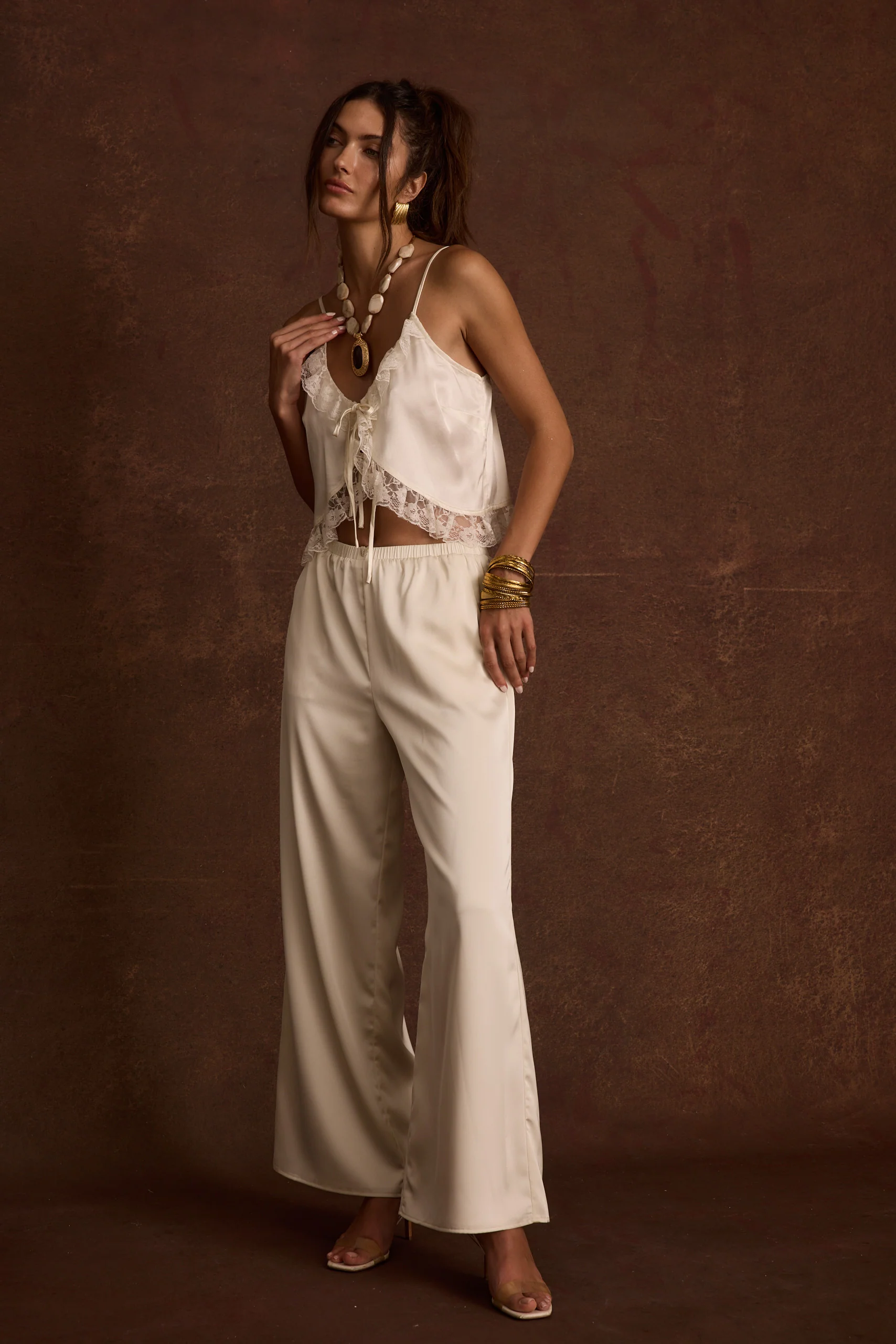 Cait Ivory Tie Front Cami - Image 4