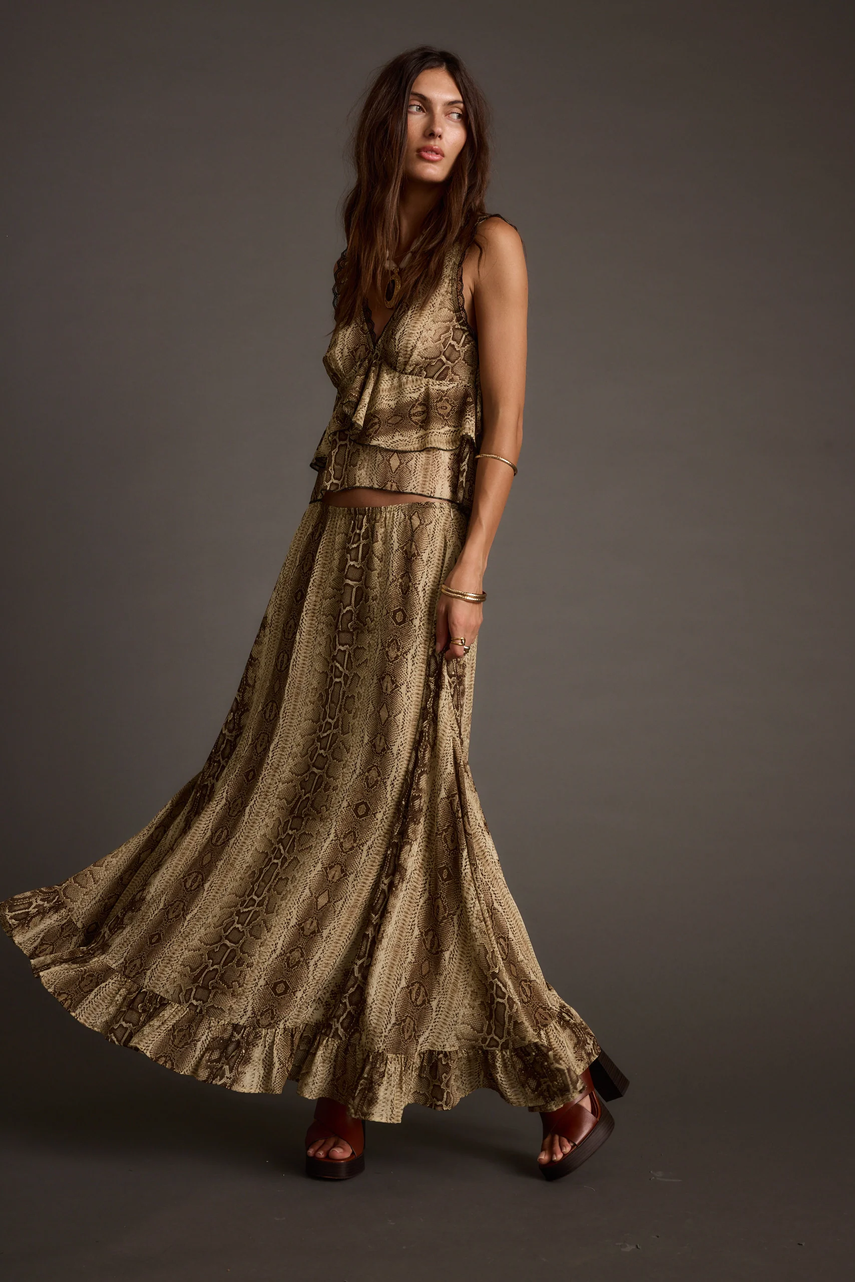 Calla Snake Print Maxi Skirt - Image 4