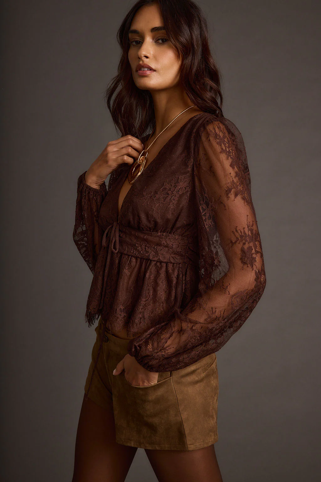 Callahan Mocha Lace Blouse - Image 3