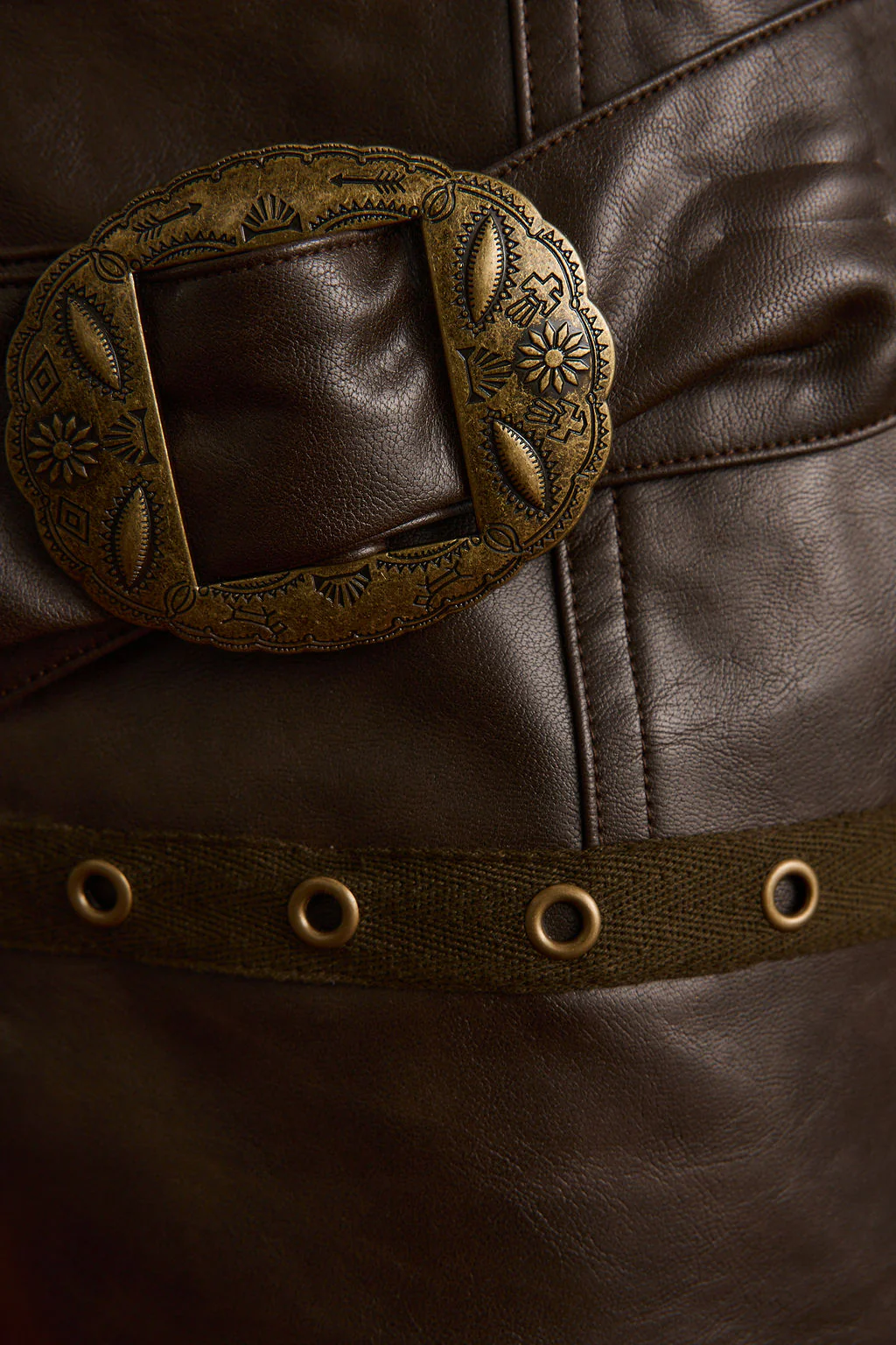 Calloway Brown Vegan Leather Hot Shorts - Image 9