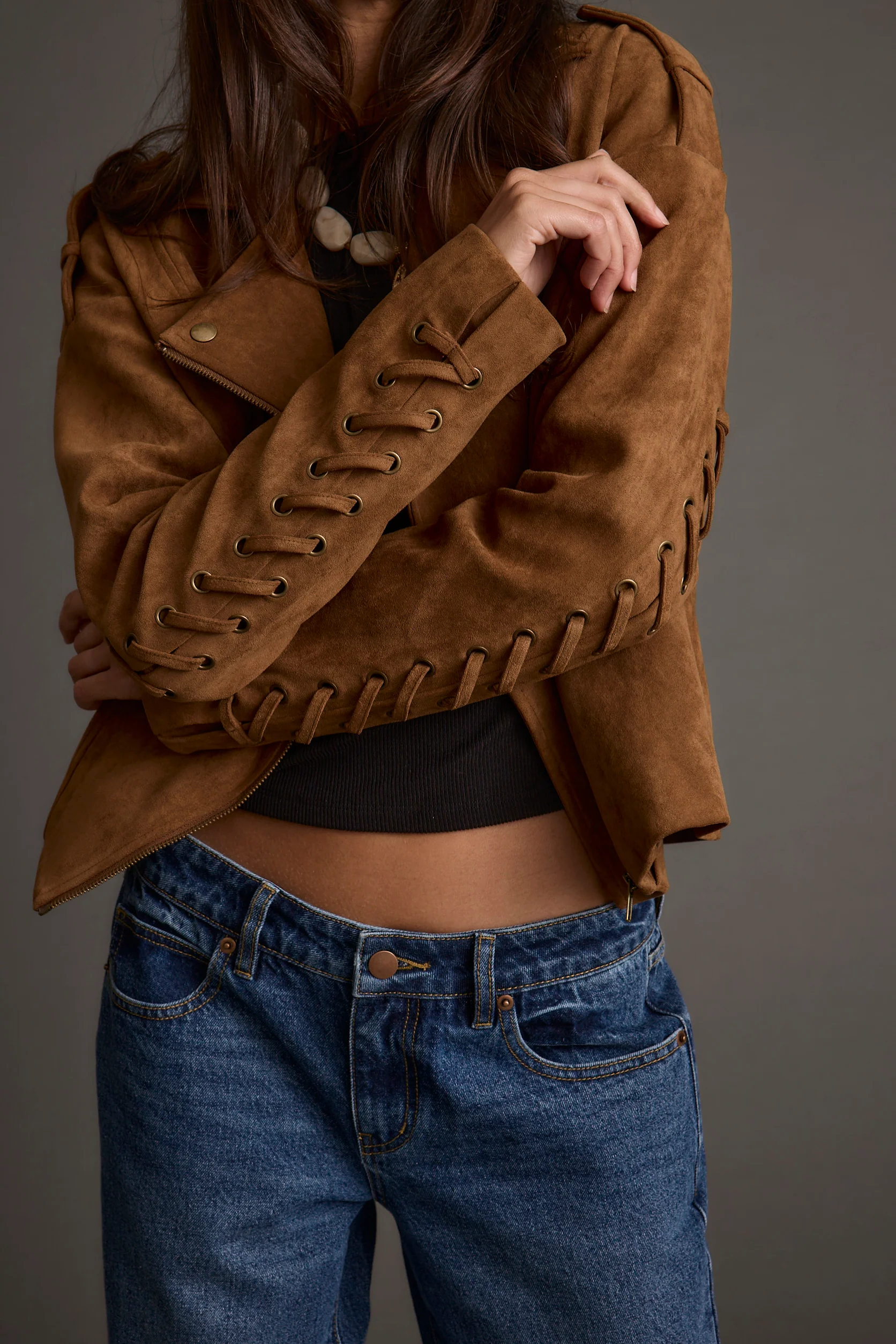 Camden Cognac Vegan Suede Jacket - Image 10