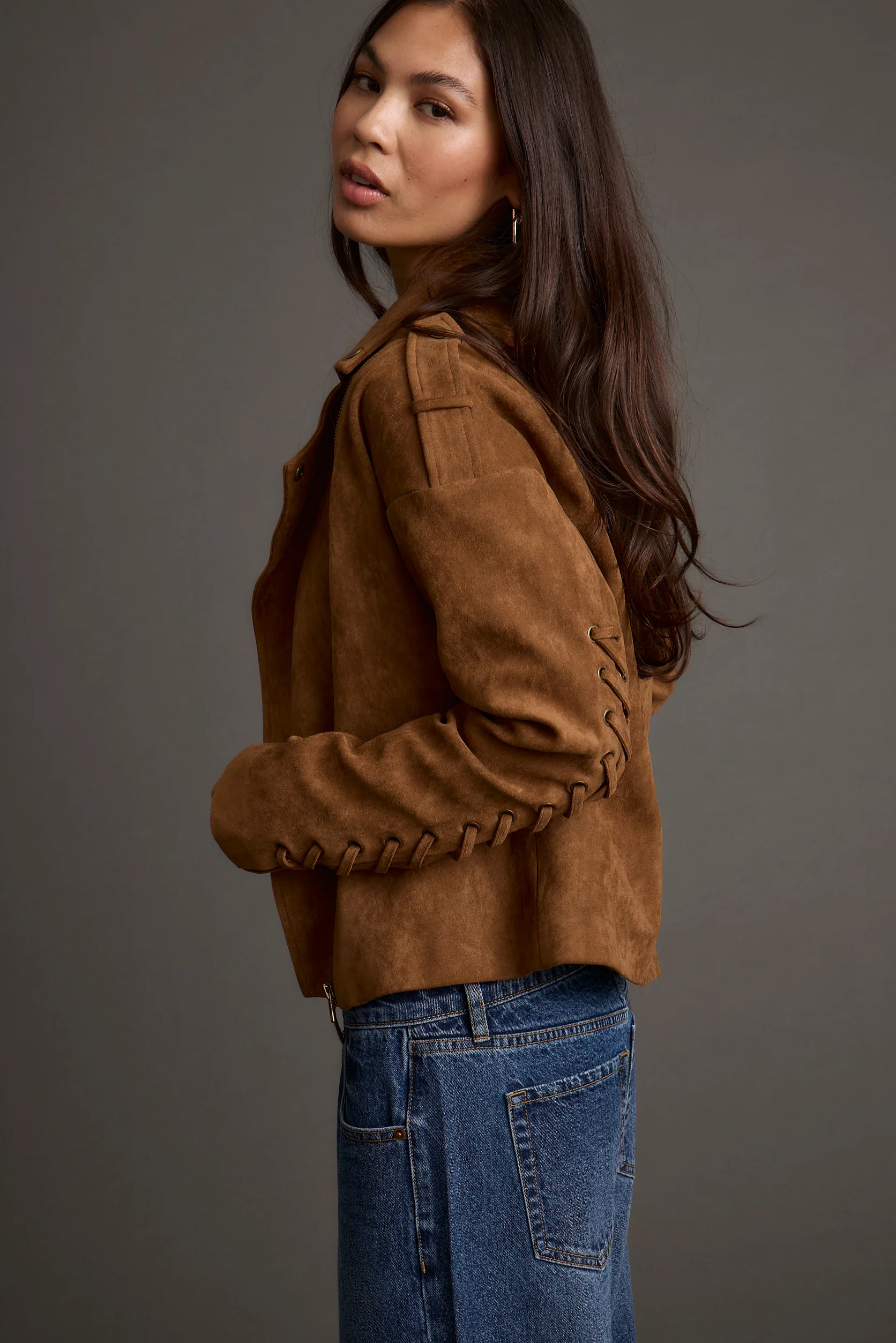 Camden Cognac Vegan Suede Jacket - Image 12