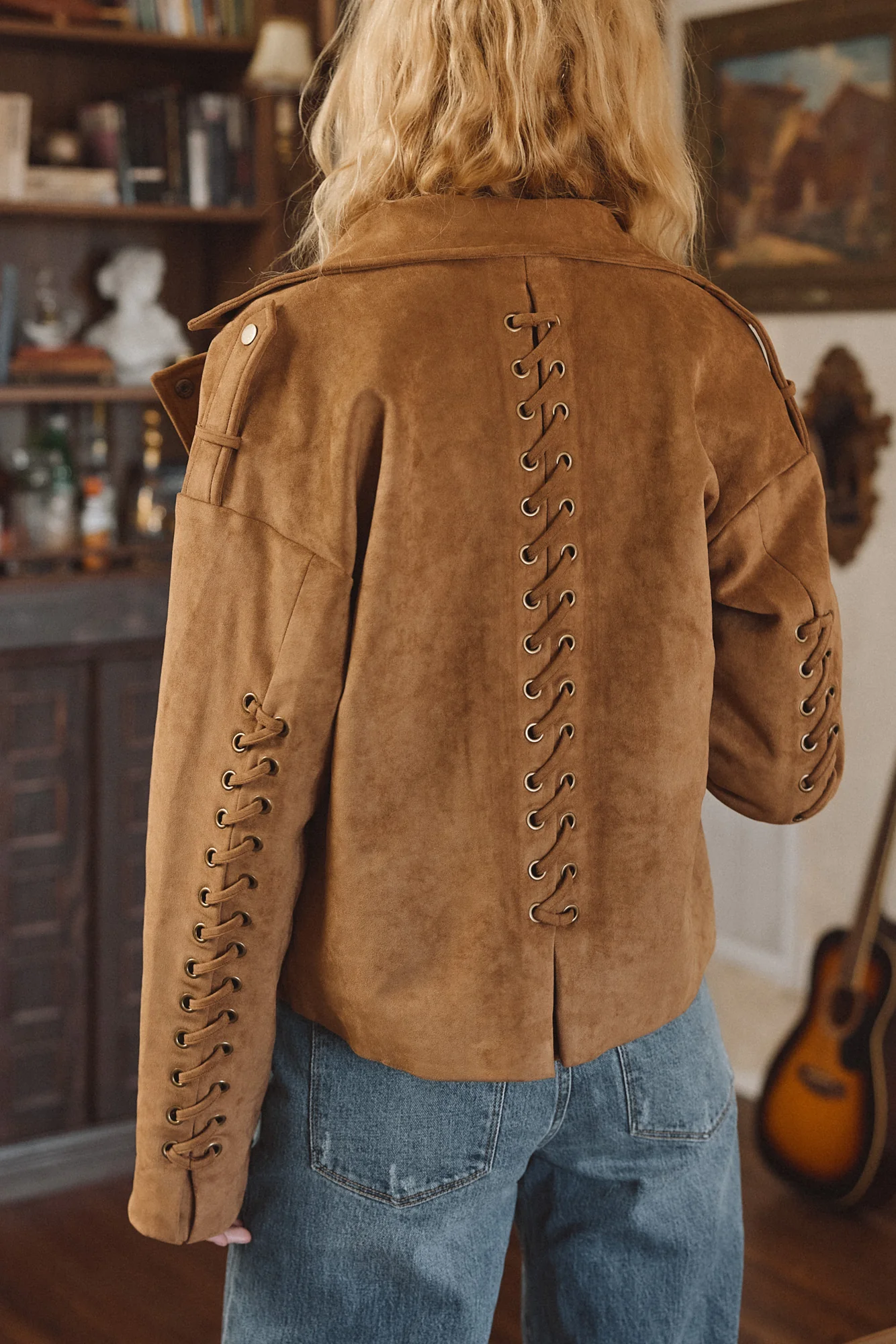 Camden Cognac Vegan Suede Jacket - Image 2