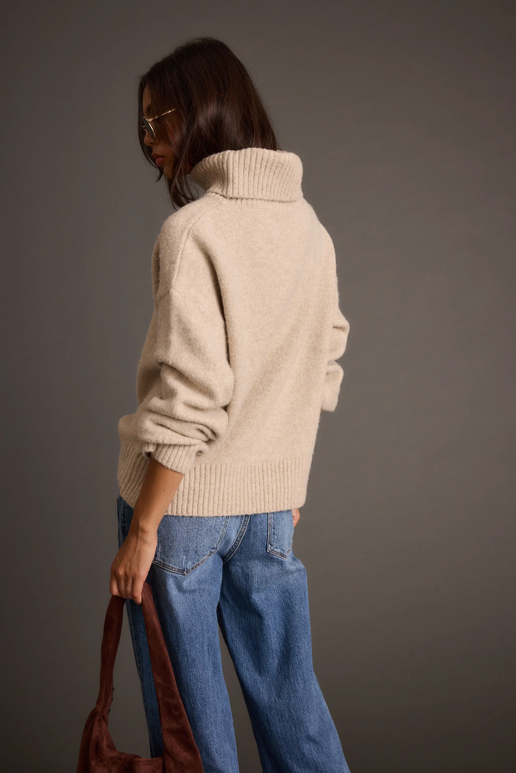 Cedar Oatmeal Oversized Sweater Turtleneck - Image 3