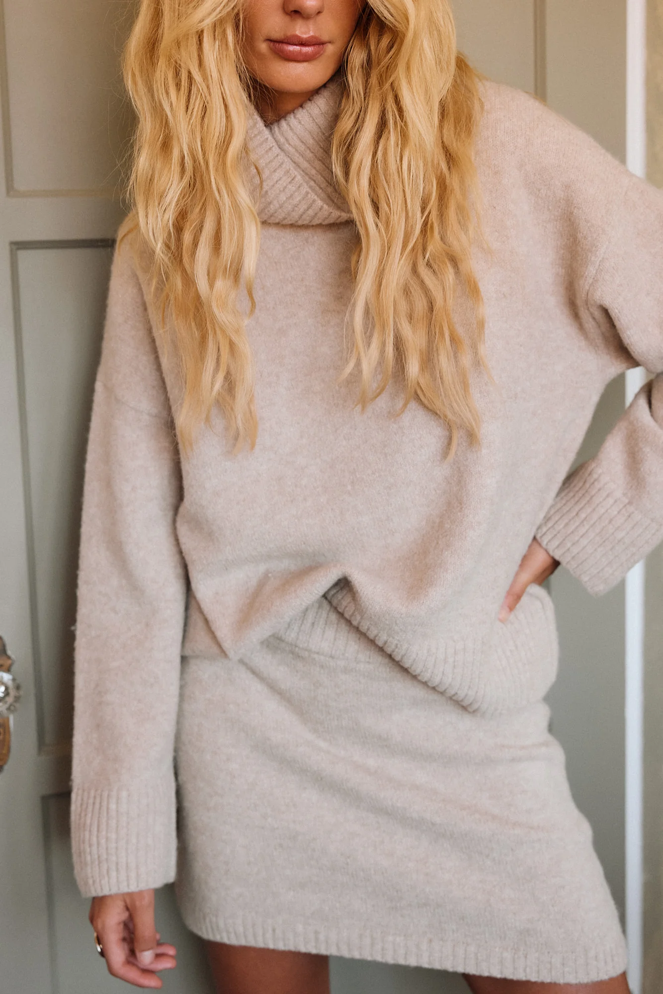 Cedar Oatmeal Oversized Sweater Turtleneck - Image 5