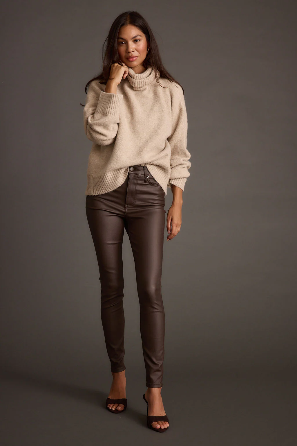 Cedar Oatmeal Oversized Sweater Turtleneck - Image 8
