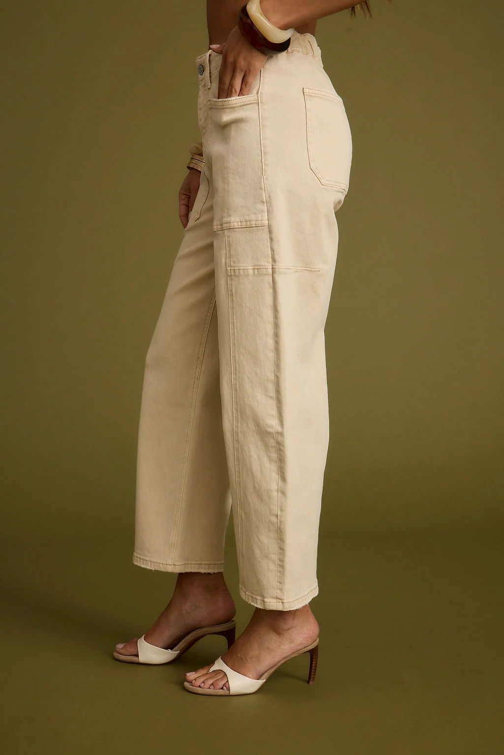 Chandler Beige Barrel Jeans - Image 6