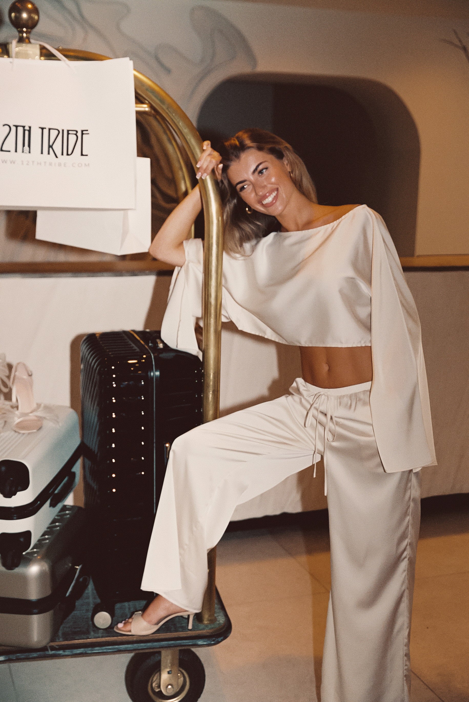 Clear Breeze Cream Satin Pants - Image 4