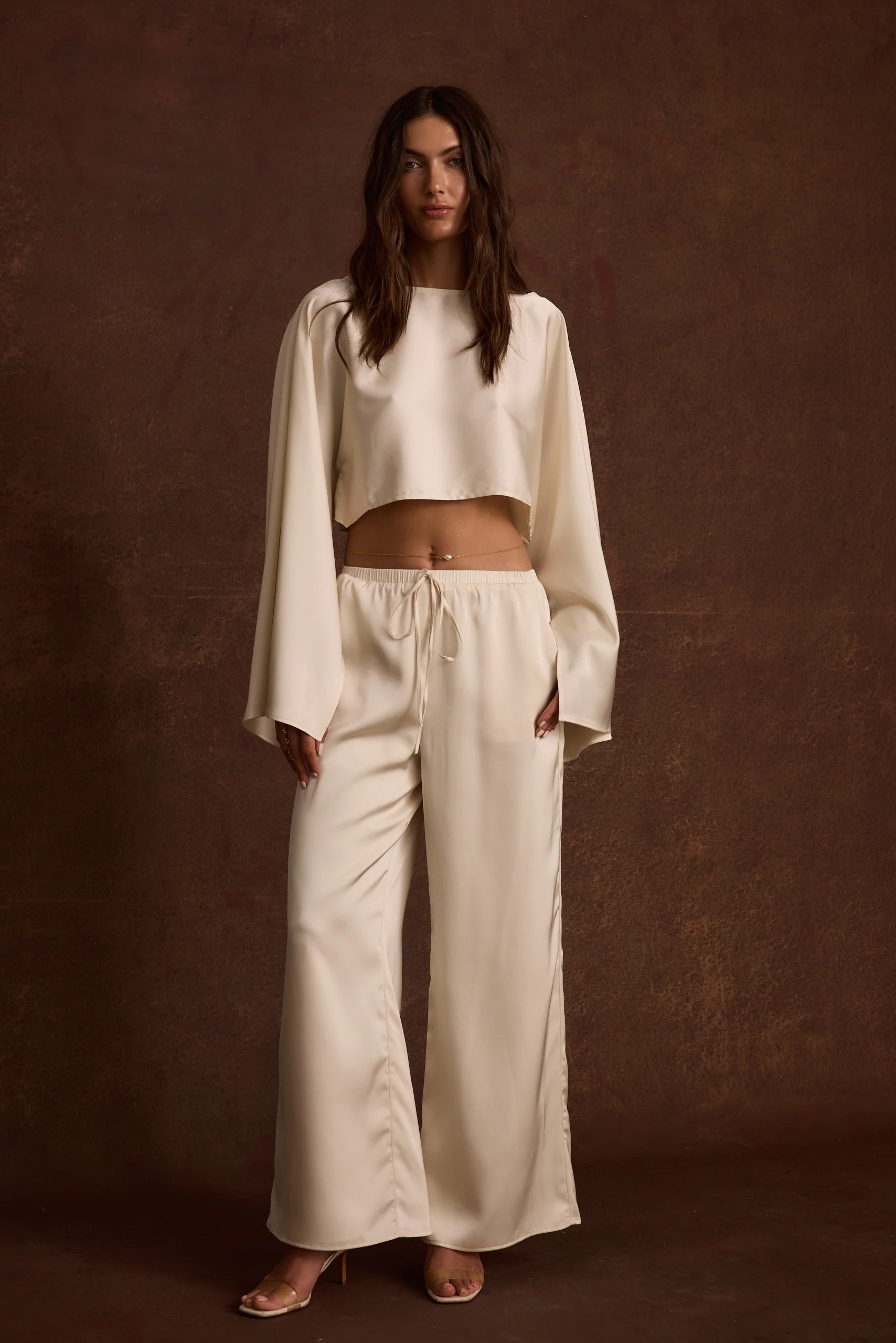 Clear Breeze Cream Satin Pants - Image 8