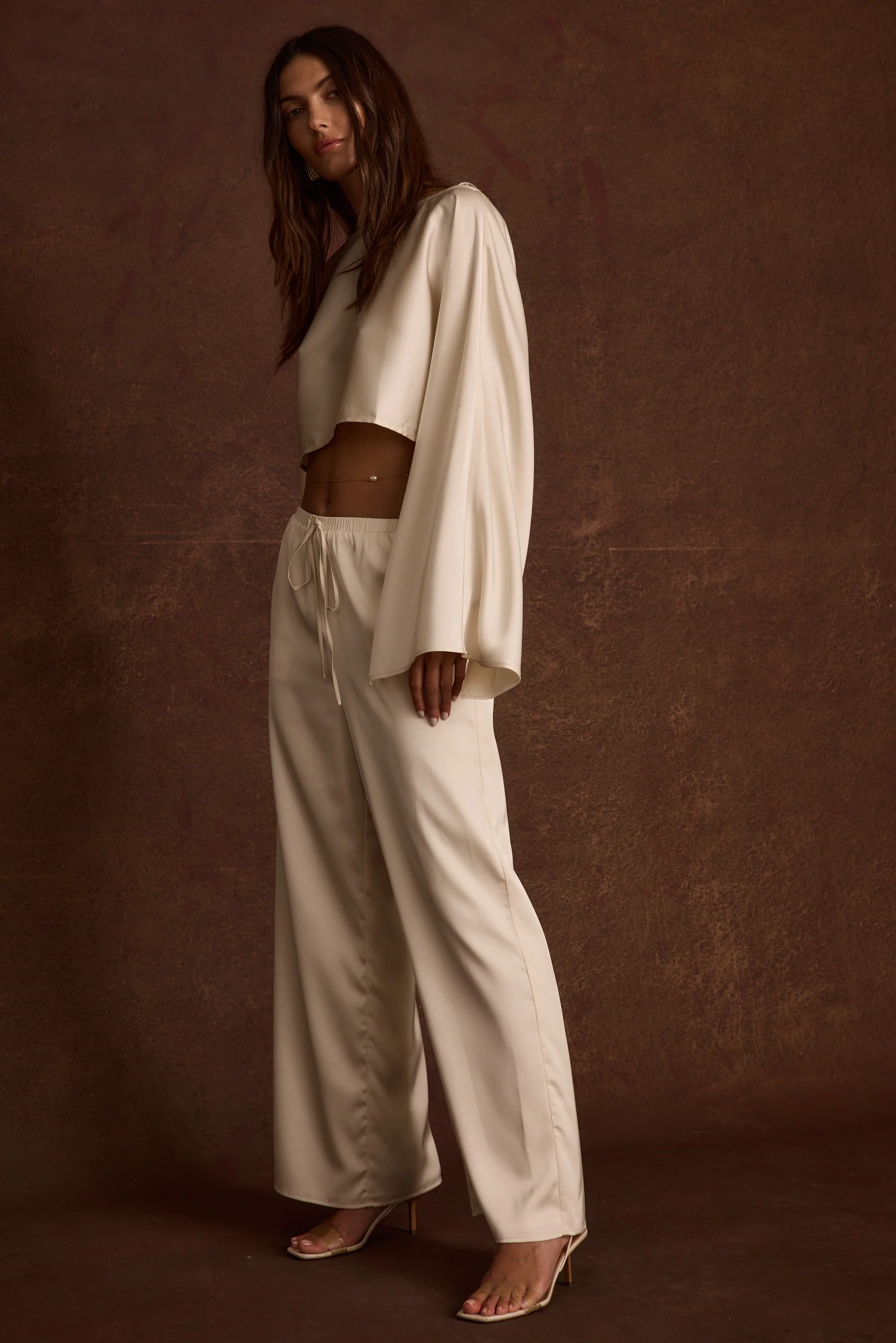 Clear Breeze Cream Satin Pants - Image 9