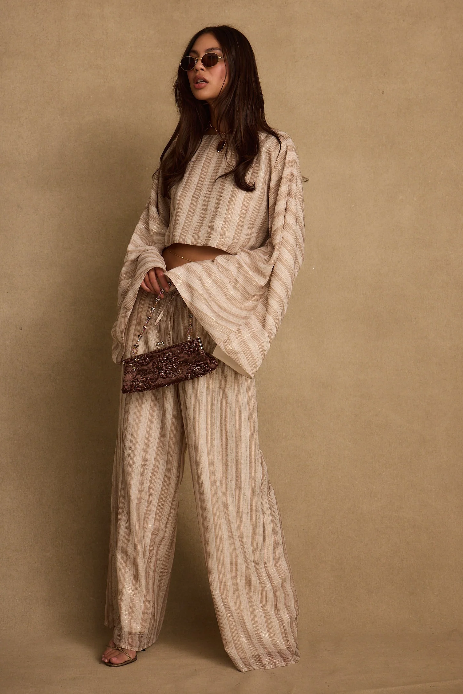 Clear Breeze Striped Chiffon Pants