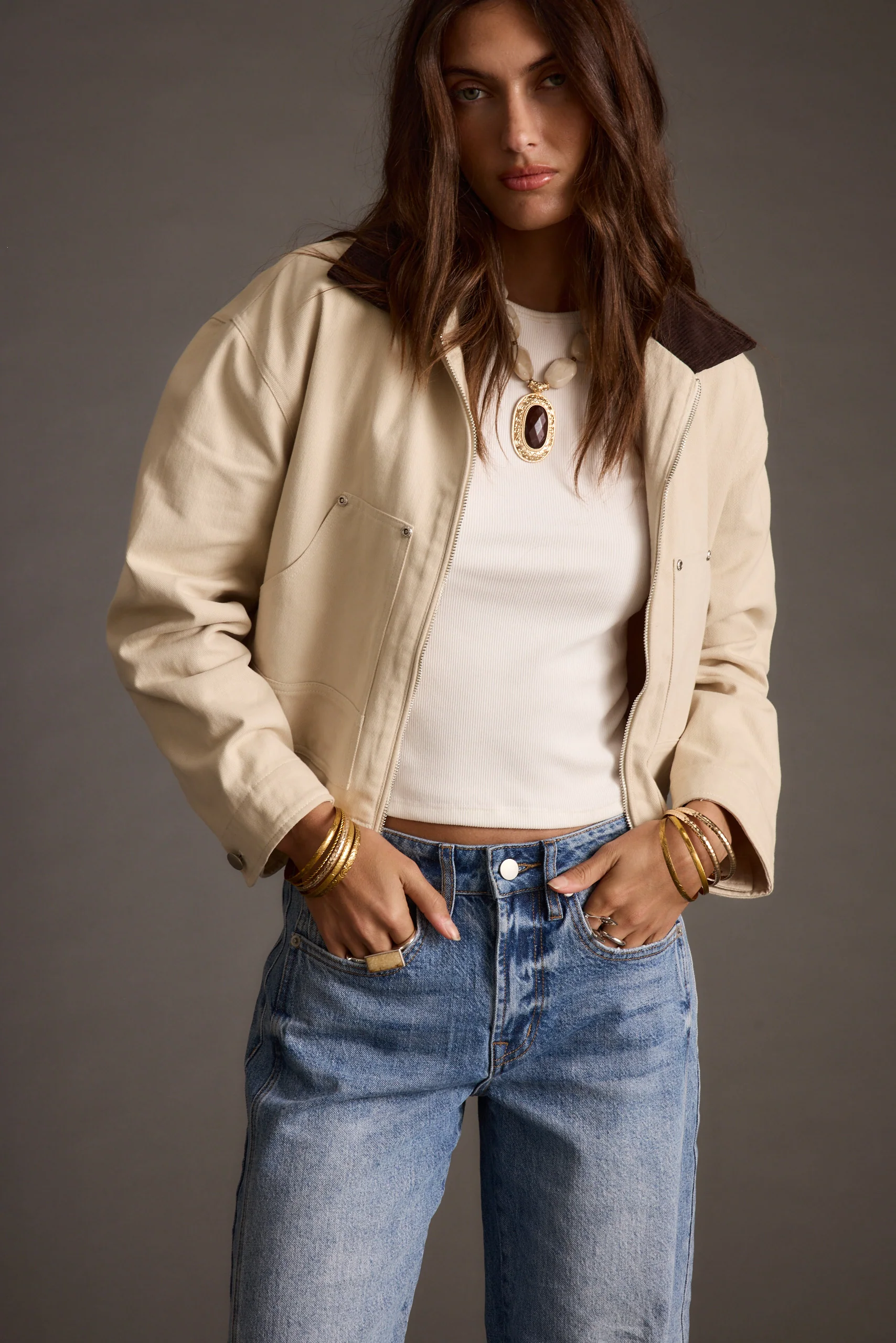 Cypress Light Khaki Cropped Barn Jacket - Image 3