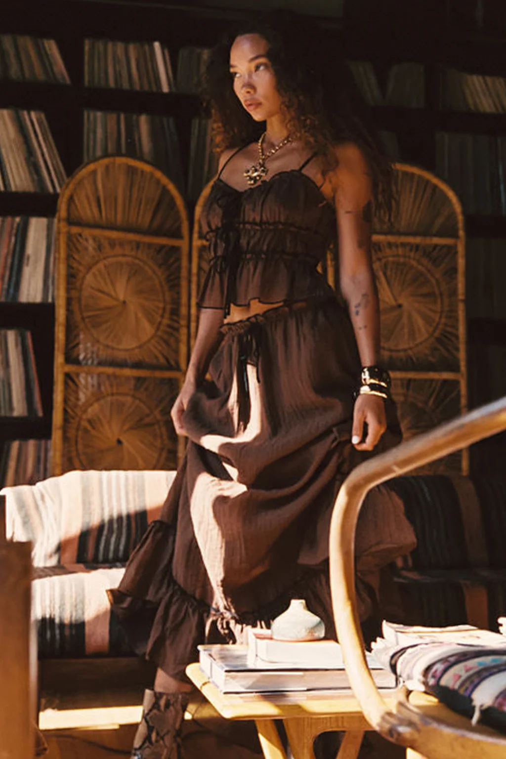 Dahlia Brown Maxi Skirt - Image 3