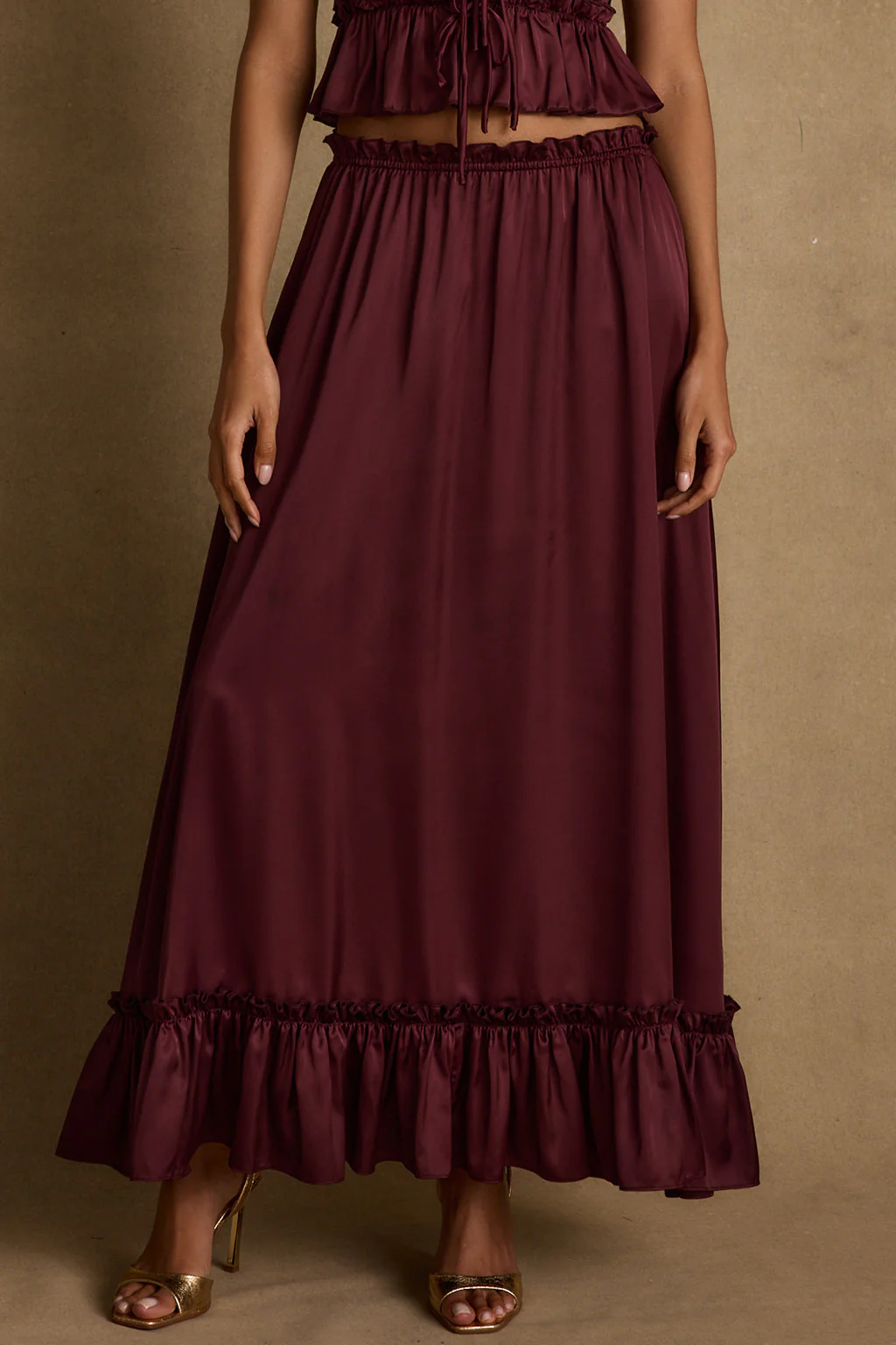 Dahlia Mulberry Satin Maxi Skirt - Image 2