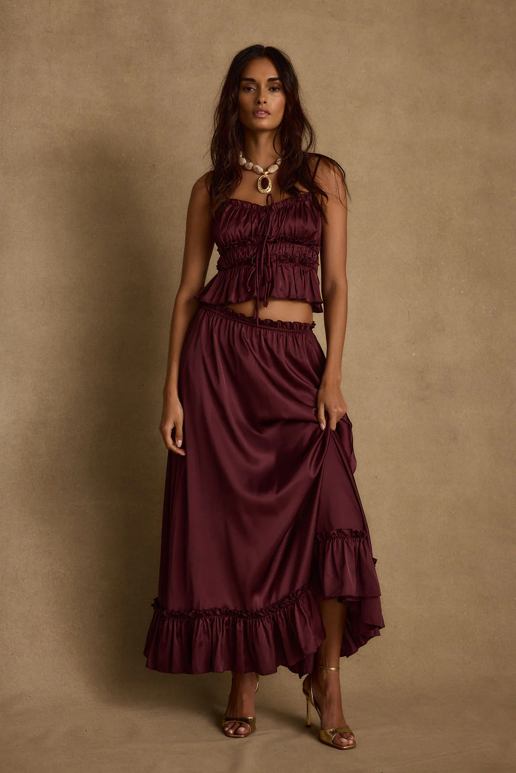 Dahlia Mulberry Satin Tank - Image 3