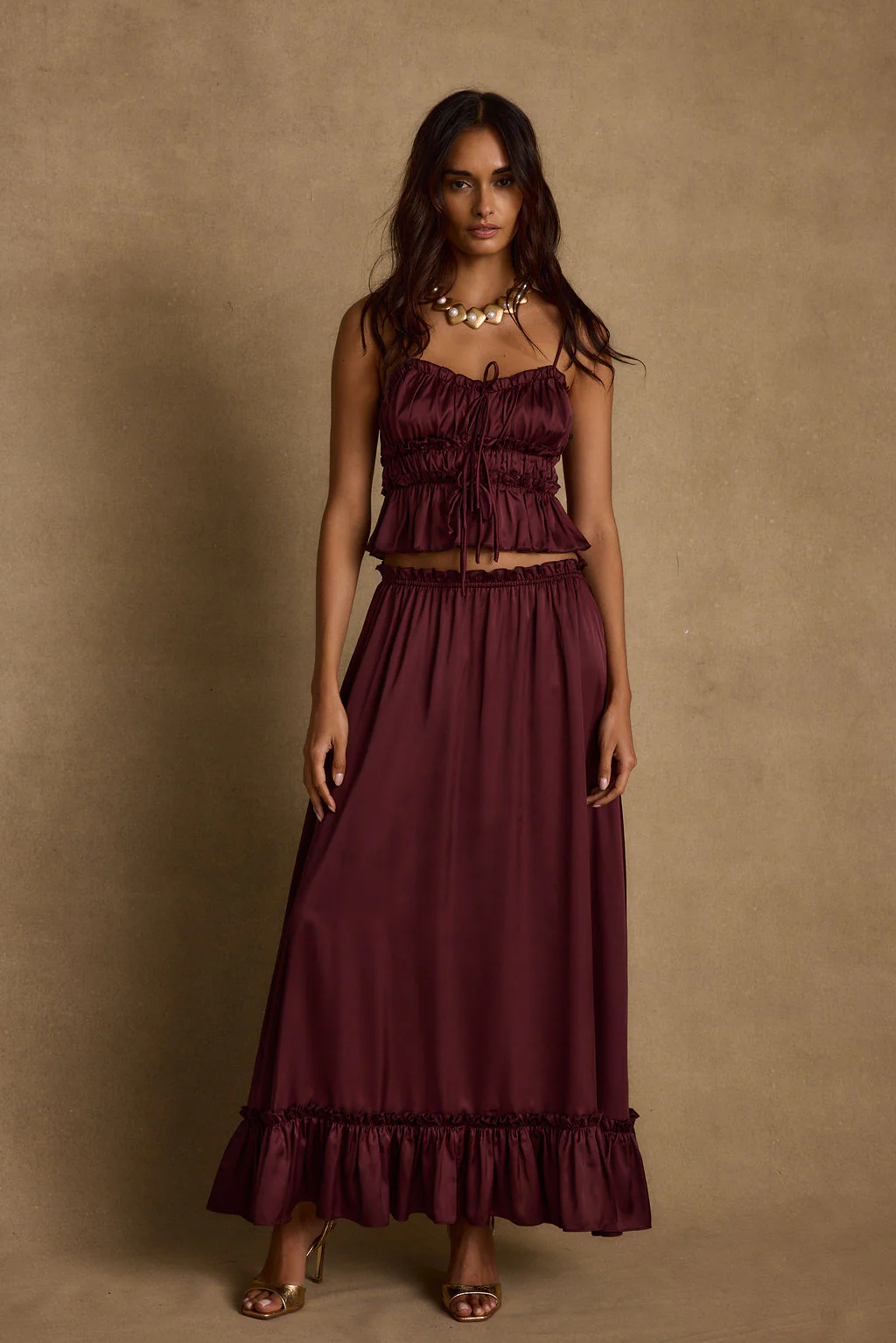 Dahlia Mulberry Satin Tank - Image 5