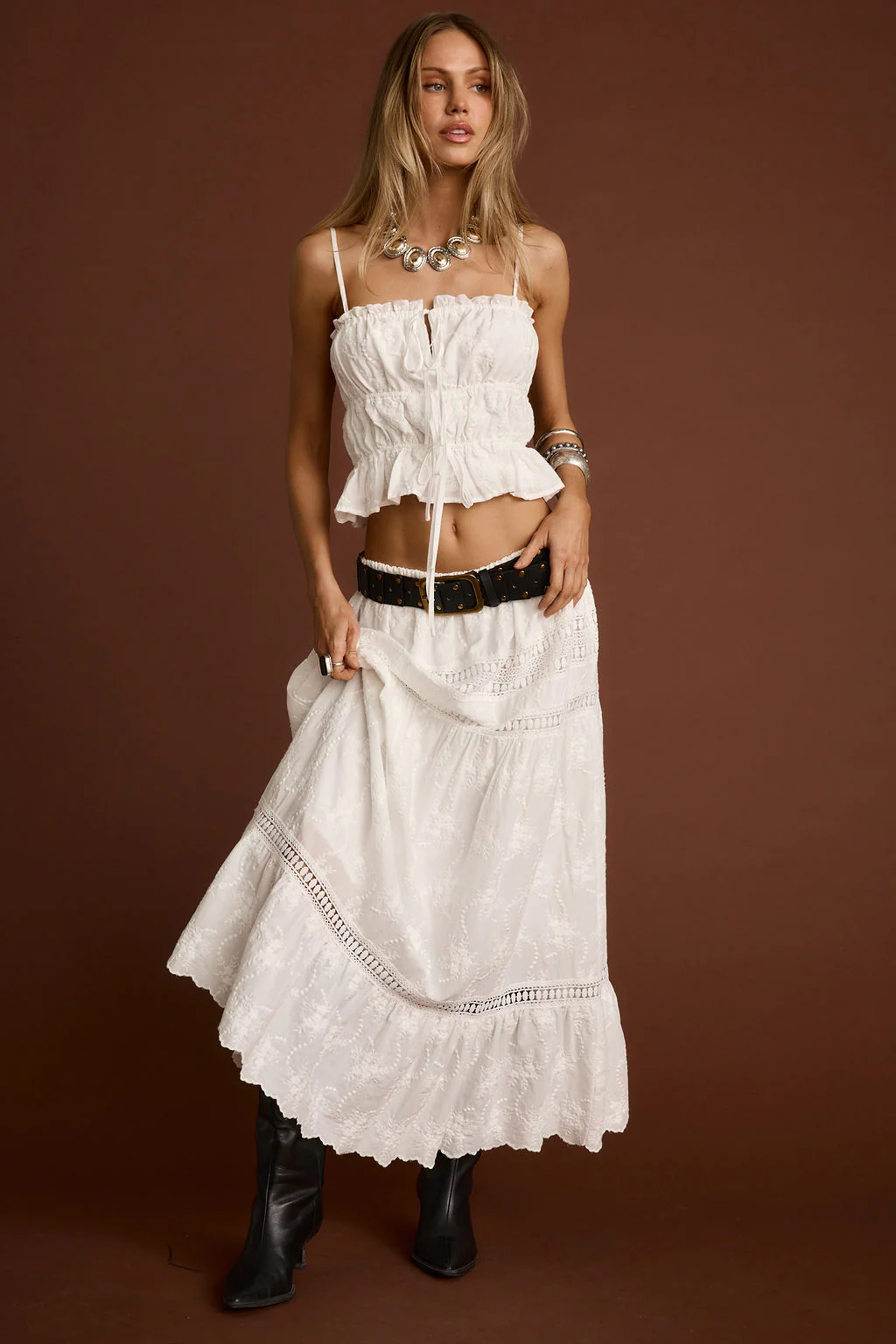Dahlia White Embroidered Tank - Image 4
