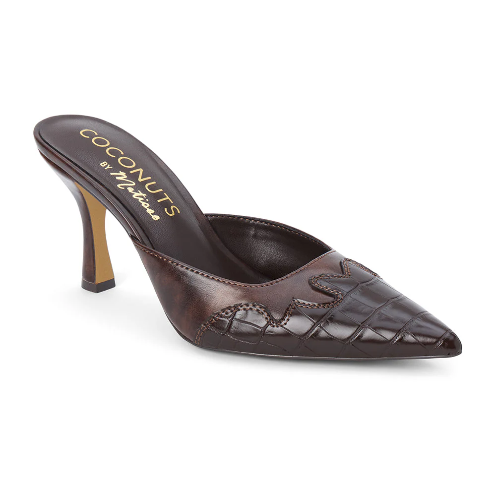 Delaney Espresso Western Croc Heel - Image 3