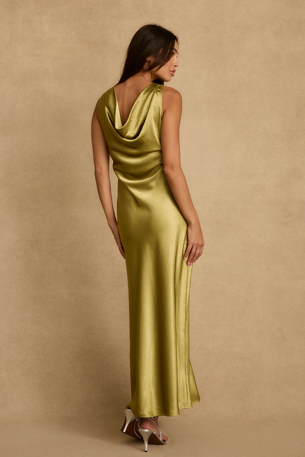Dolce Chartreuse Satin Maxi Dress - Image 2