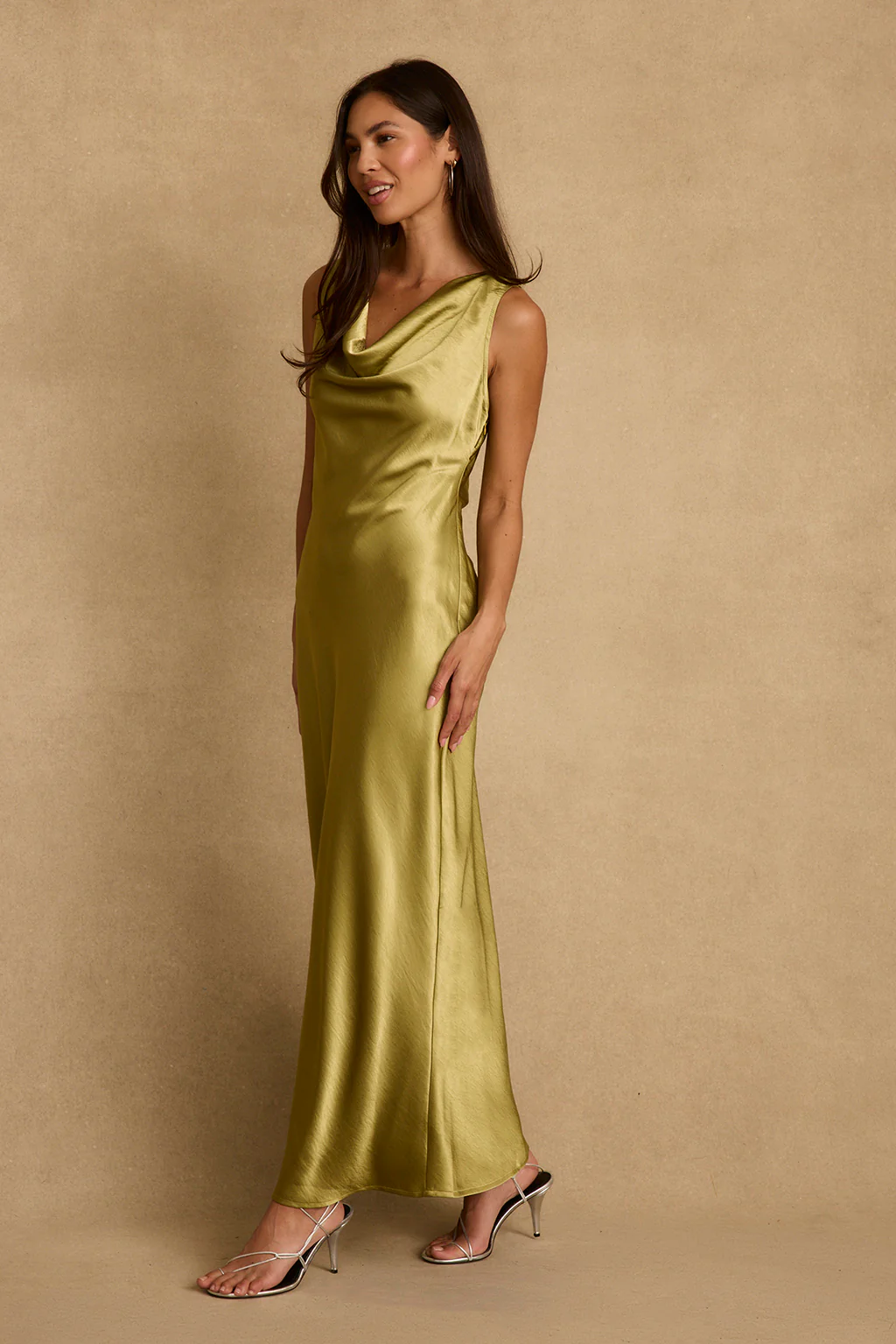 Dolce Chartreuse Satin Maxi Dress - Image 3