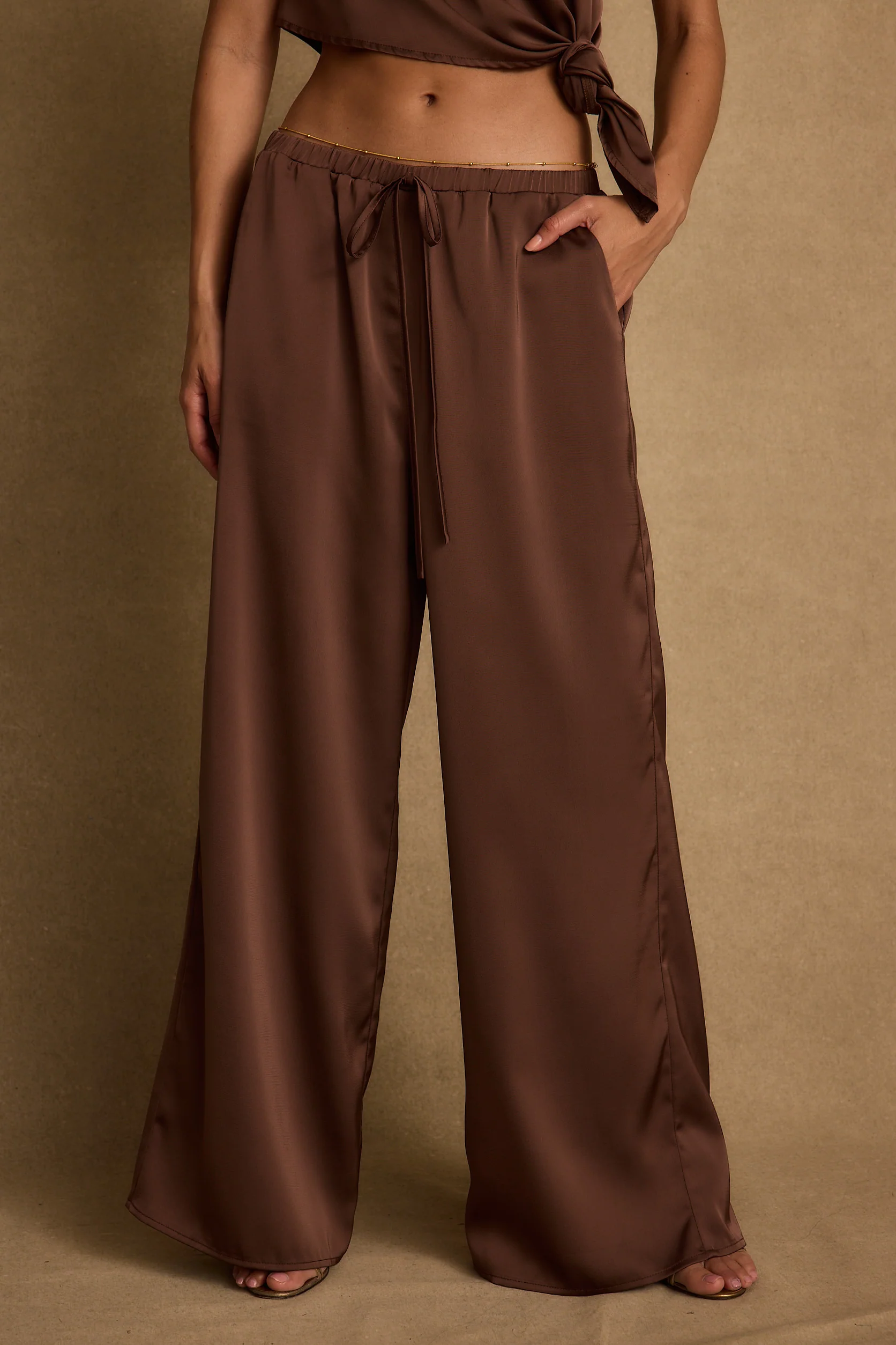 Estelle Espresso Satin Pant - Image 2