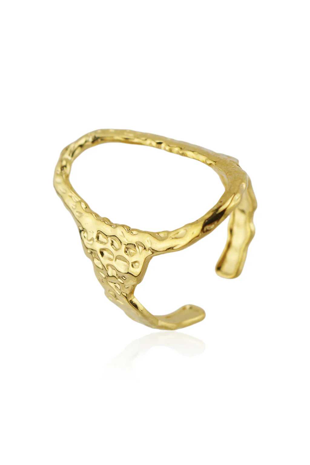 Evelina Gold Textured Open Oval Ring - Image 2
