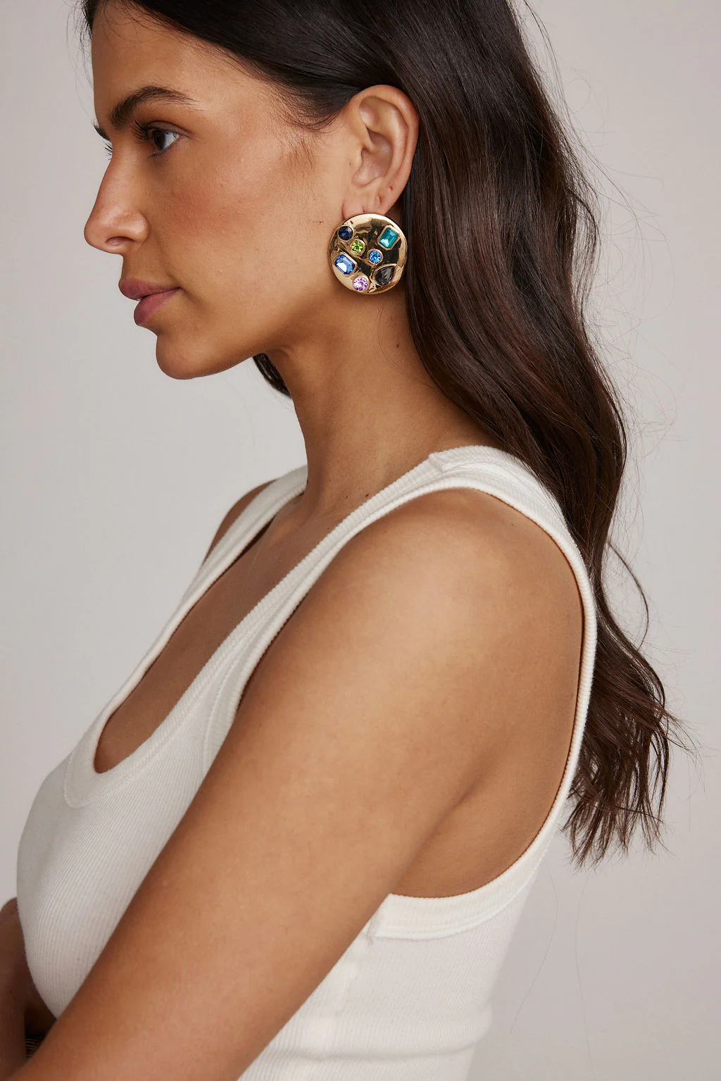 Evie Multicolored Gold Circle Earrings - Image 3