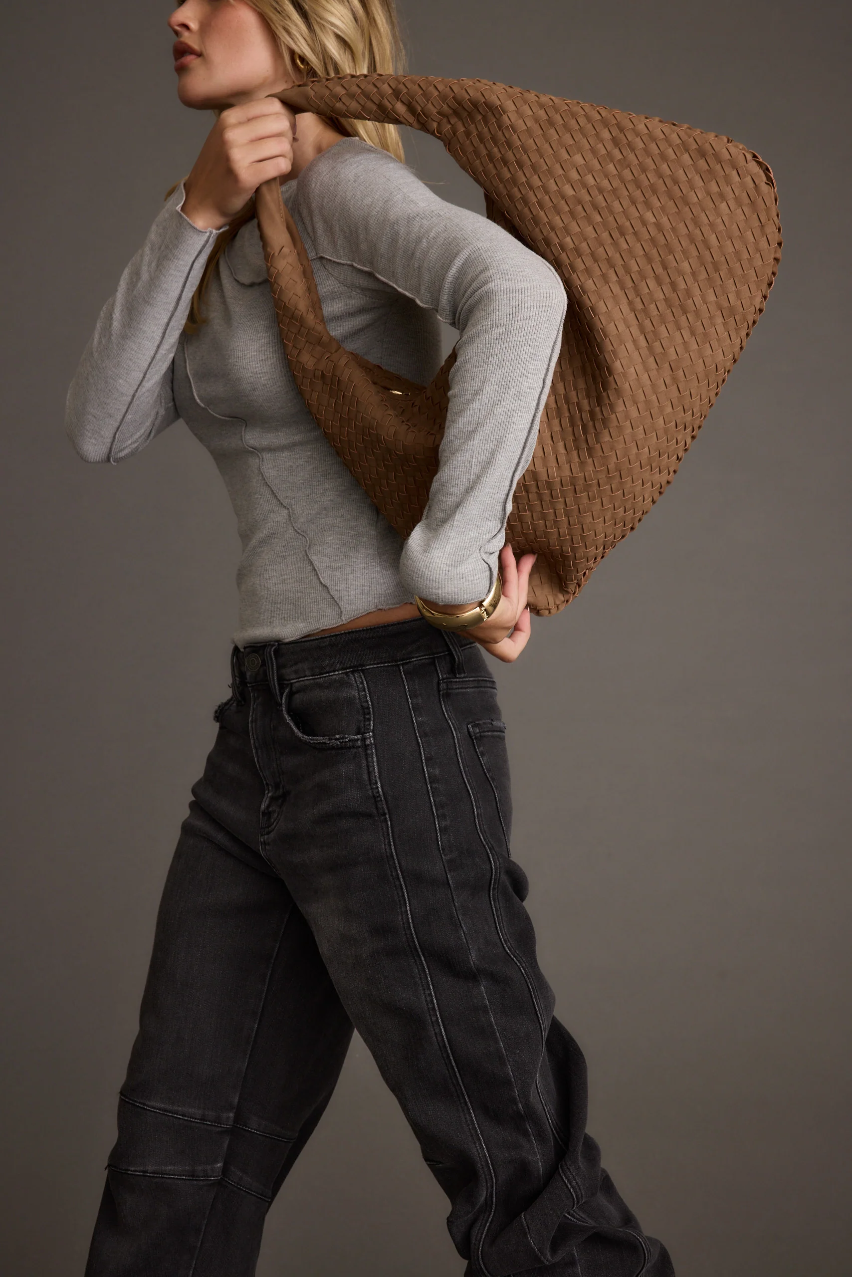 Faye Mocha Suede Hobo Bag - Image 5