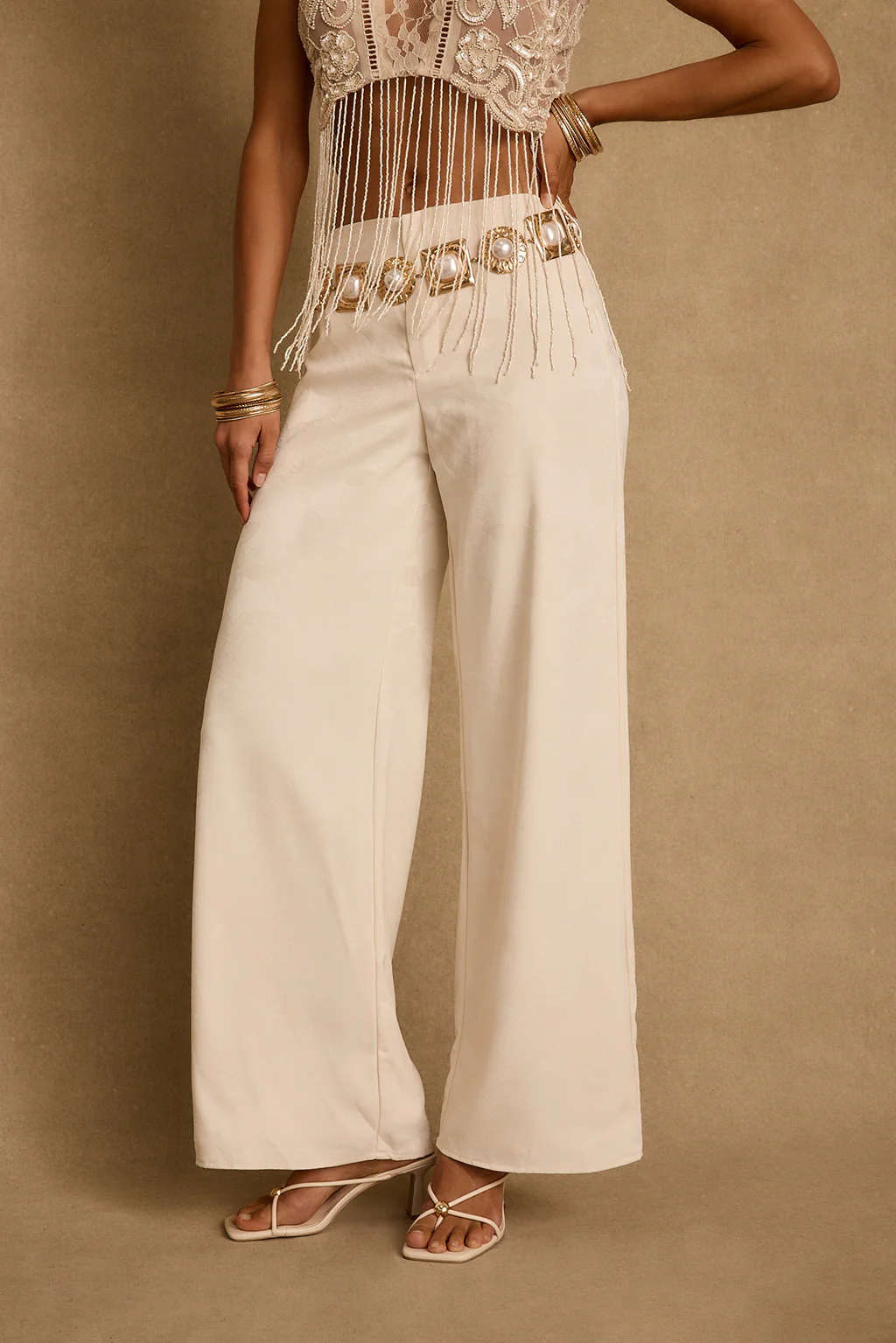 Finnian Ivory Jacquard Trousers - Image 6