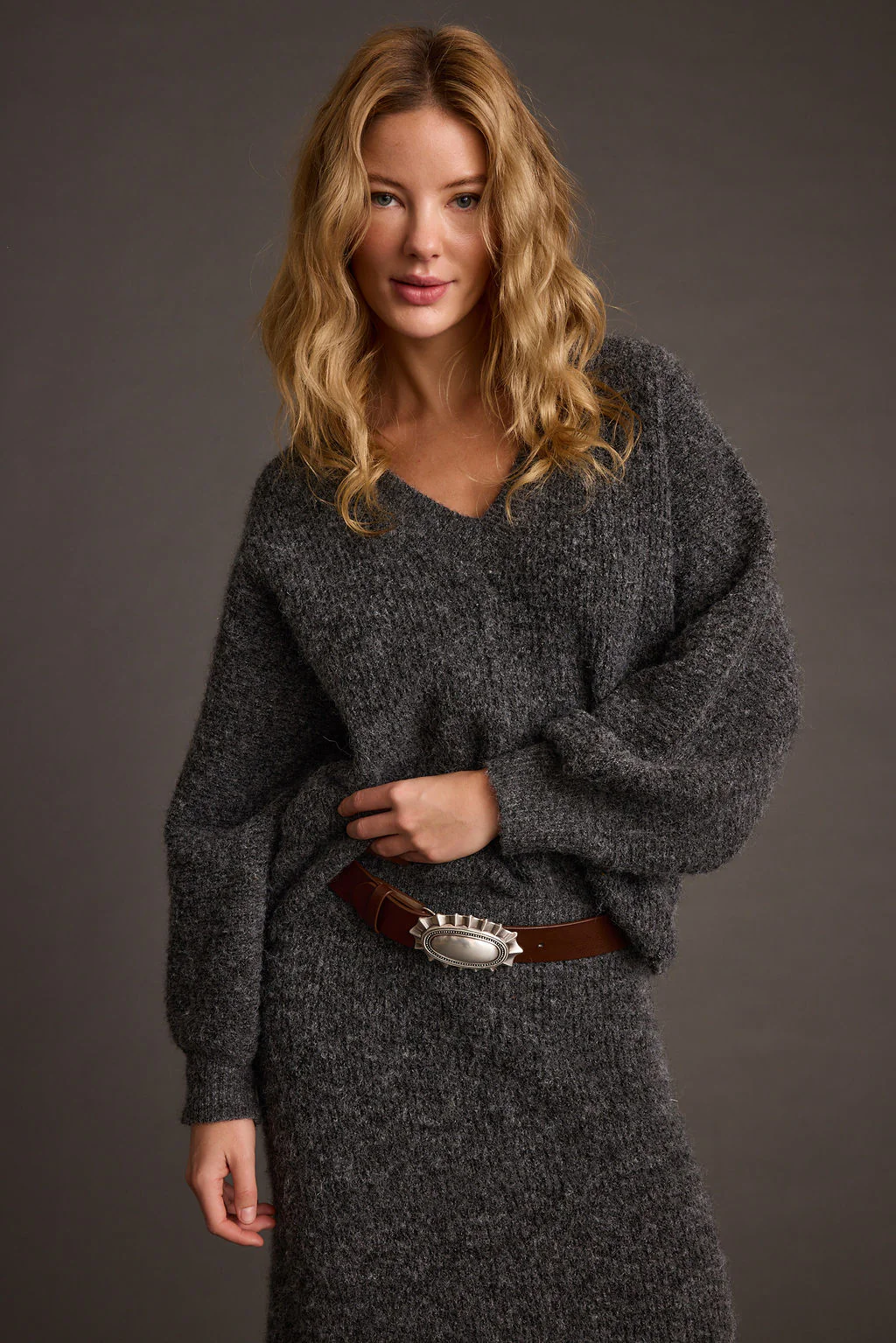 Glacier Charcoal V Neck Sweater - Image 4