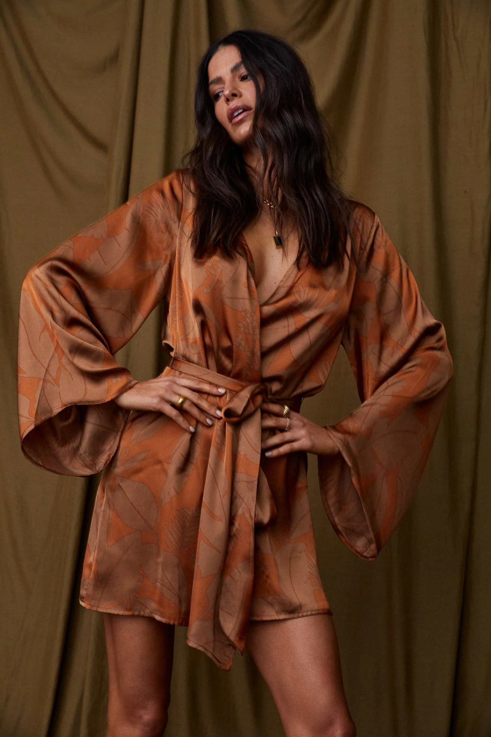 Gold Standard Rust Kimono Dress - Image 2
