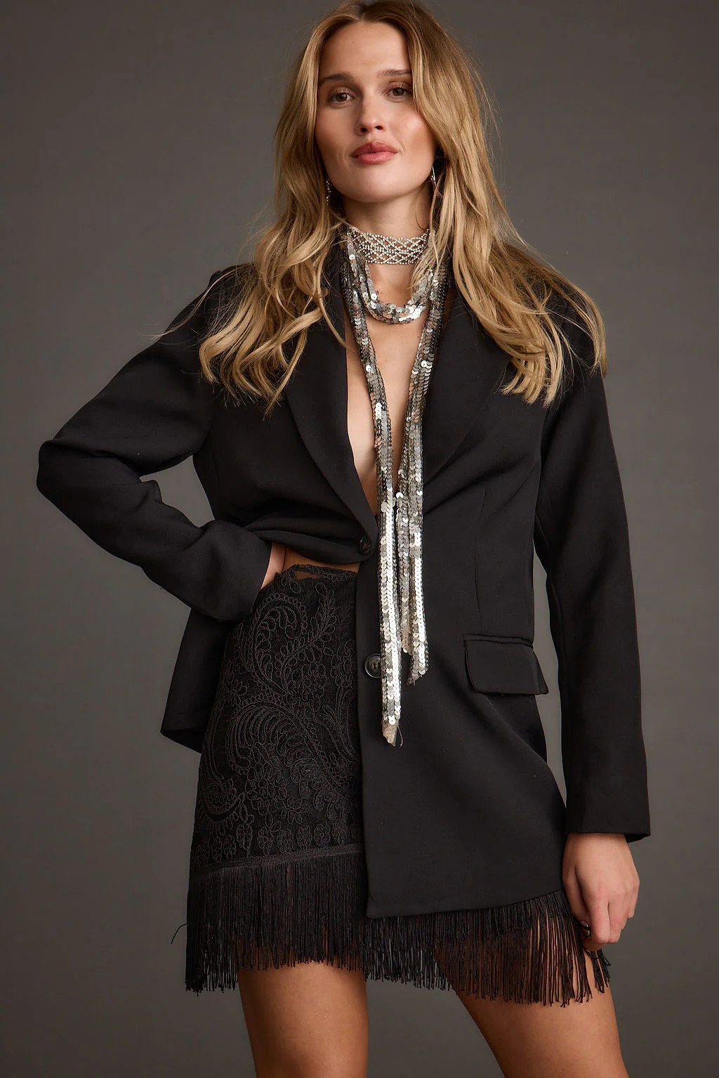Gracelyn Black Fringe Mini Skirt - Image 7