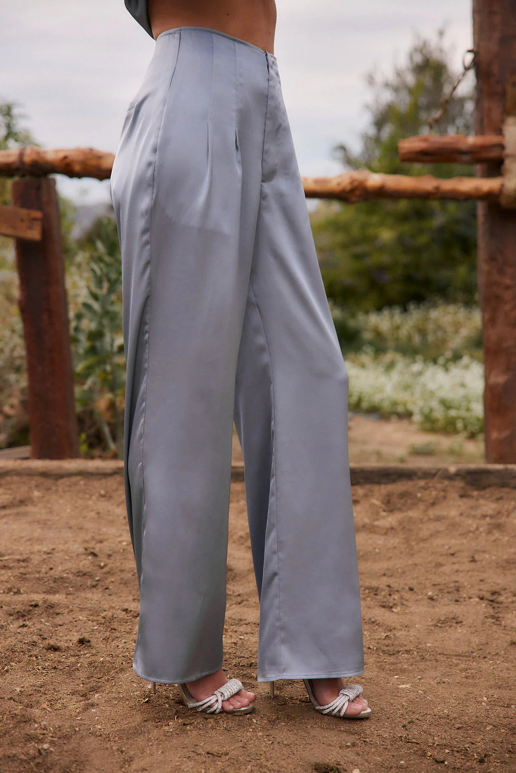 Halley Blue Satin Trousers - Image 3