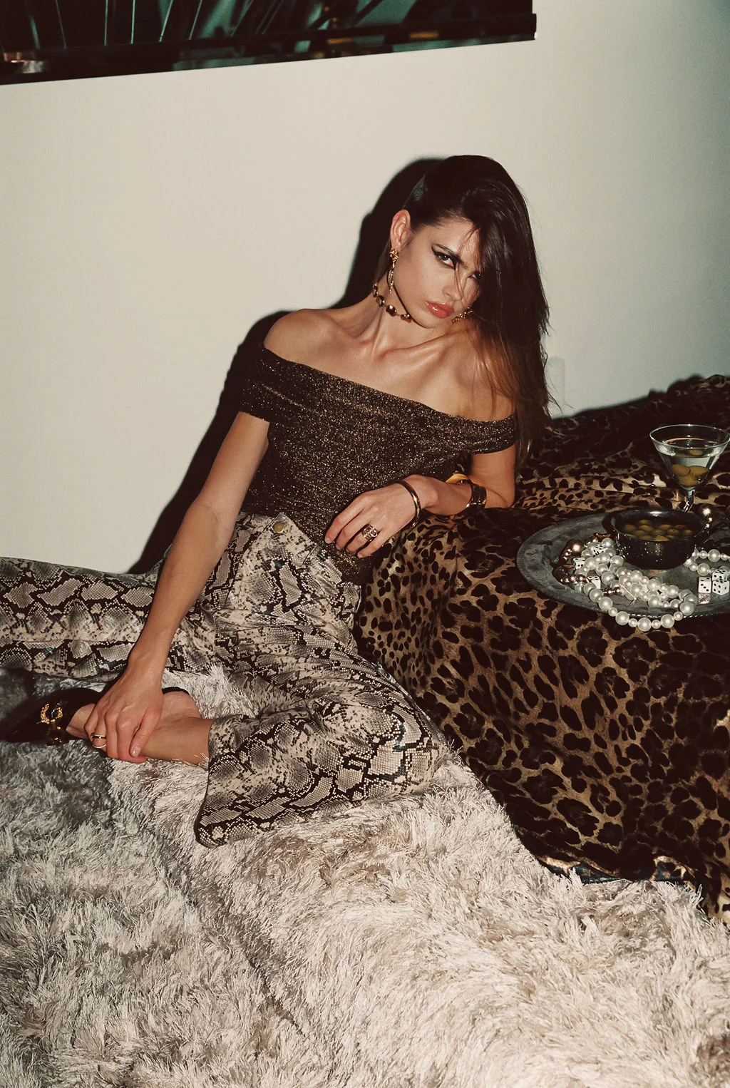 Hypnotized Gold Lurex Off The Shoulder Top - Image 2