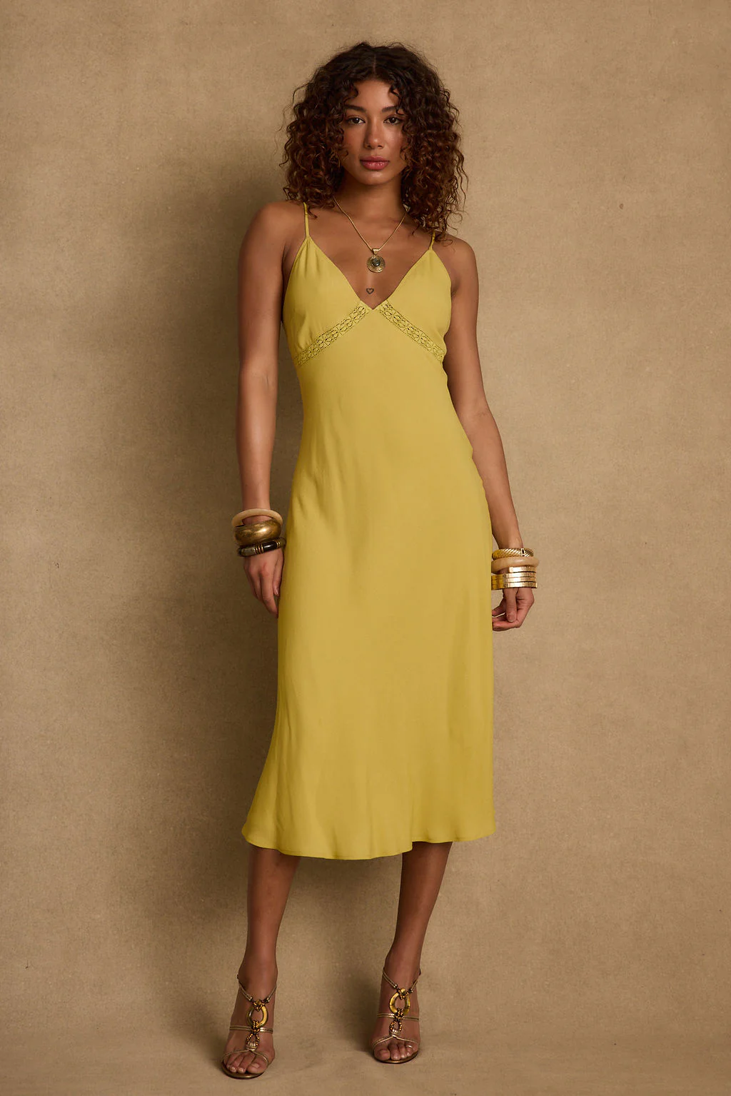 Isabella Chartreuse Midi Dress - Image 3