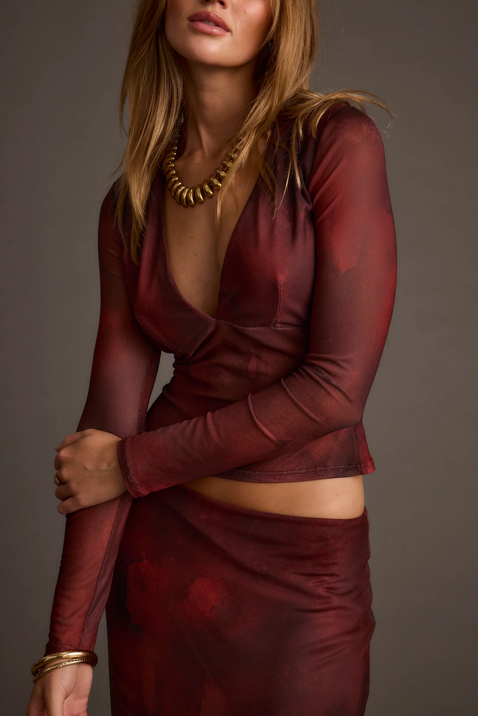 Janie Mulberry Blur Mesh Top - Image 6