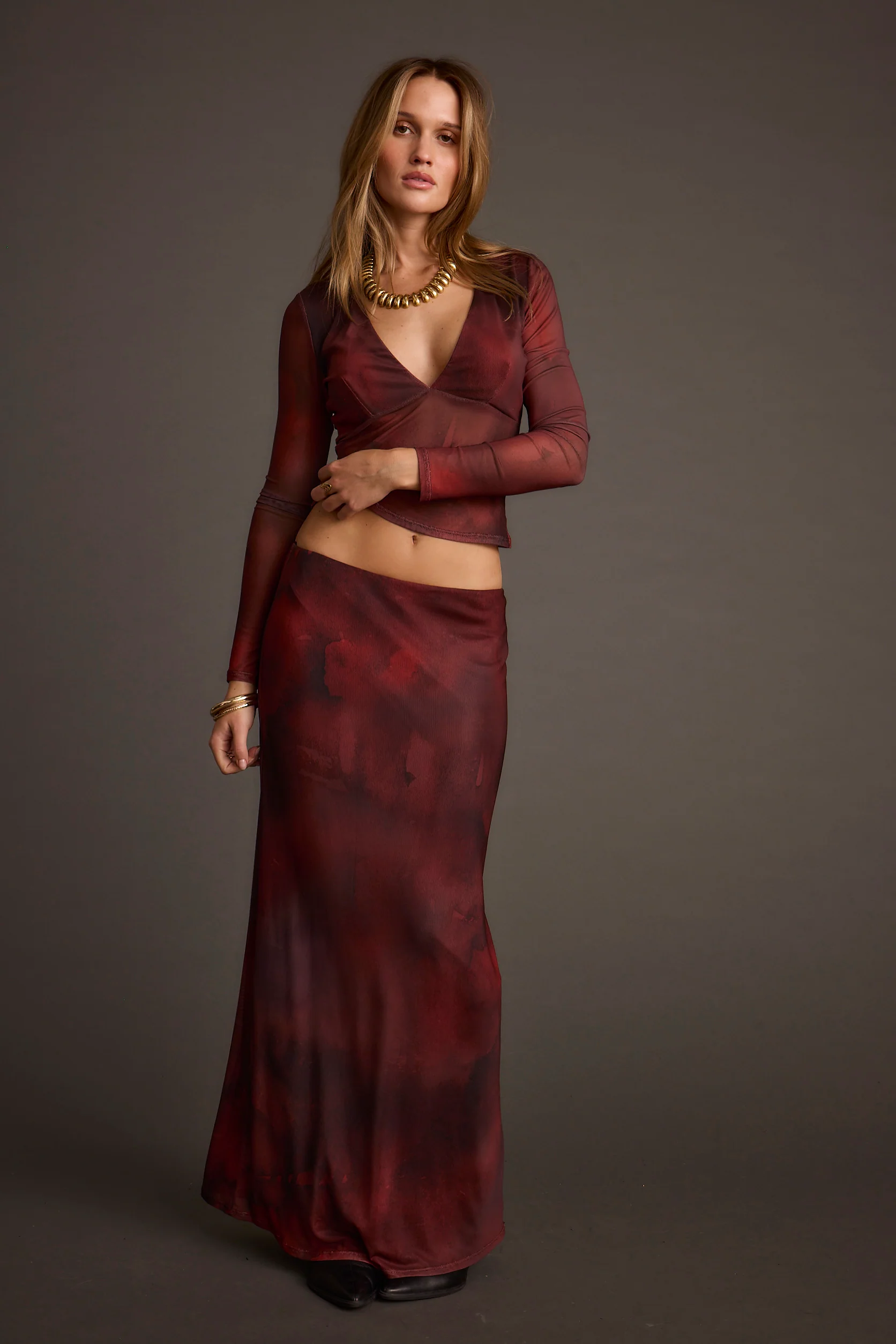 Janie Mulberry Blur Mesh Top - Image 7